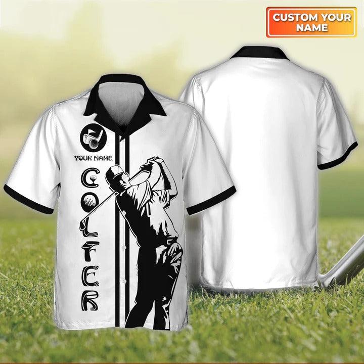 Golf Hawaiian Shirt Custom Name, Golfer Personalized Golf White Hawaiian Shirt For Men - Perfect Gift For Golf Lovers, Golfers