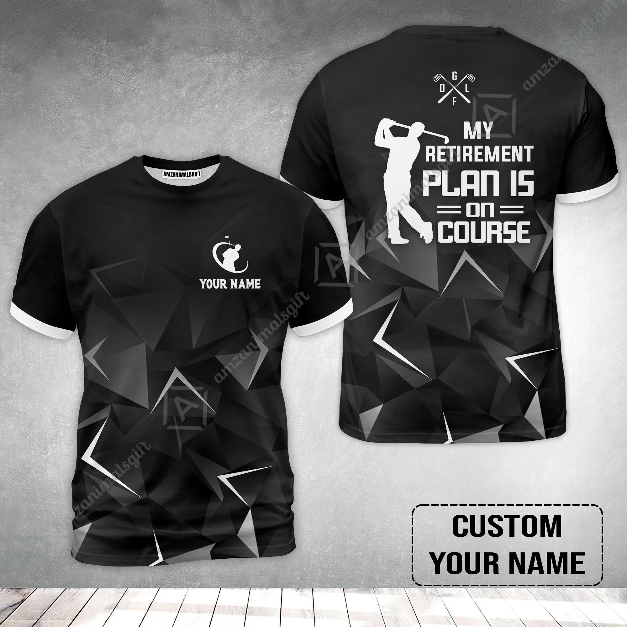 Golf T-Shirt Custom Name - Golfing My Retirement Plan Is On Course Personalized T-Shirt - Image 2