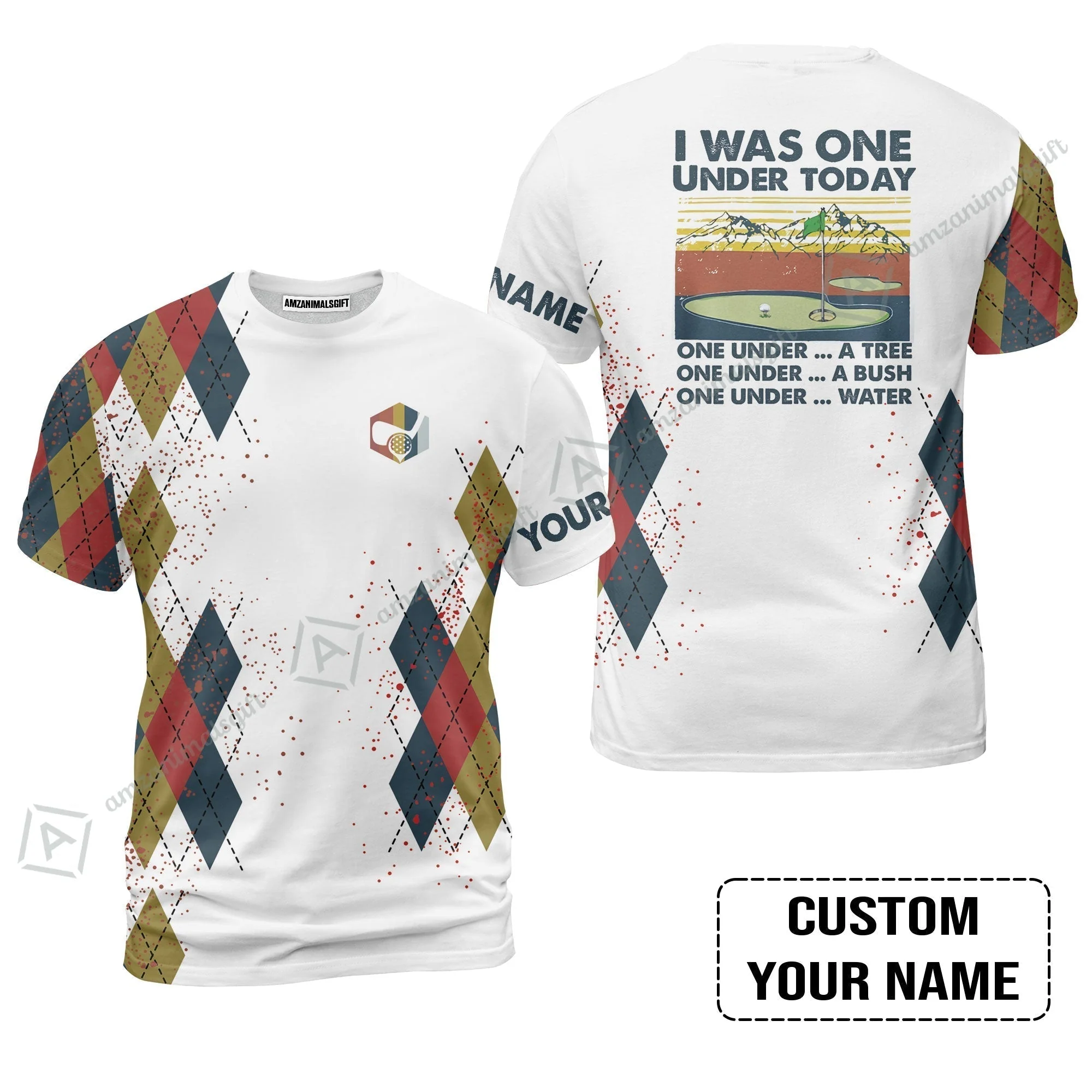 Golf Hawaiian Shirt Custom Name - I Was One Under Today One Under A Tree Bush and Water - Image 9