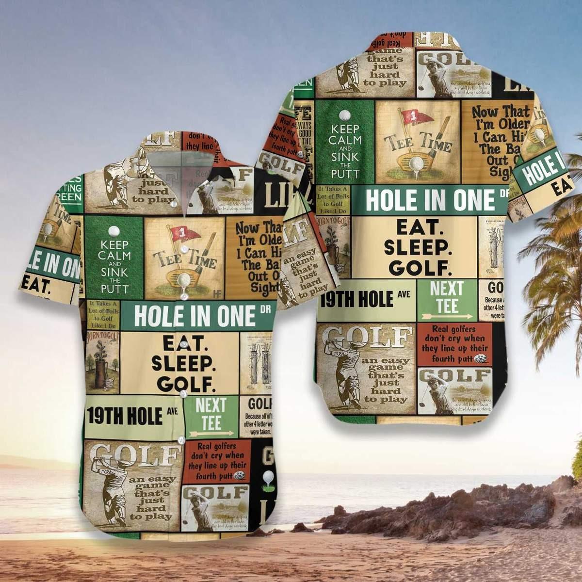 Golf Hawaiian Shirt, Golf Hole In One Golf Vintage Aloha Hawaiian Shirts For Men and Women - Gift For Friend, Family, Golfer