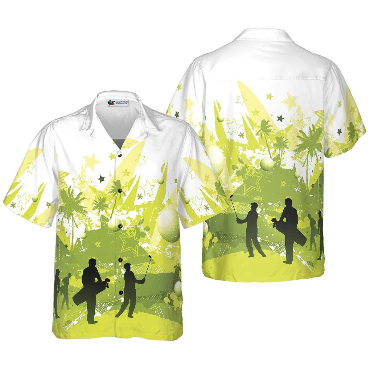 Golf Hawaiian Shirt, Golf Illustration Hawaiian Shirt, Summer Aloha Shirt - Perfect Gift For Men, Women, Husband, Wife, Golf Lover, Friend, Family
