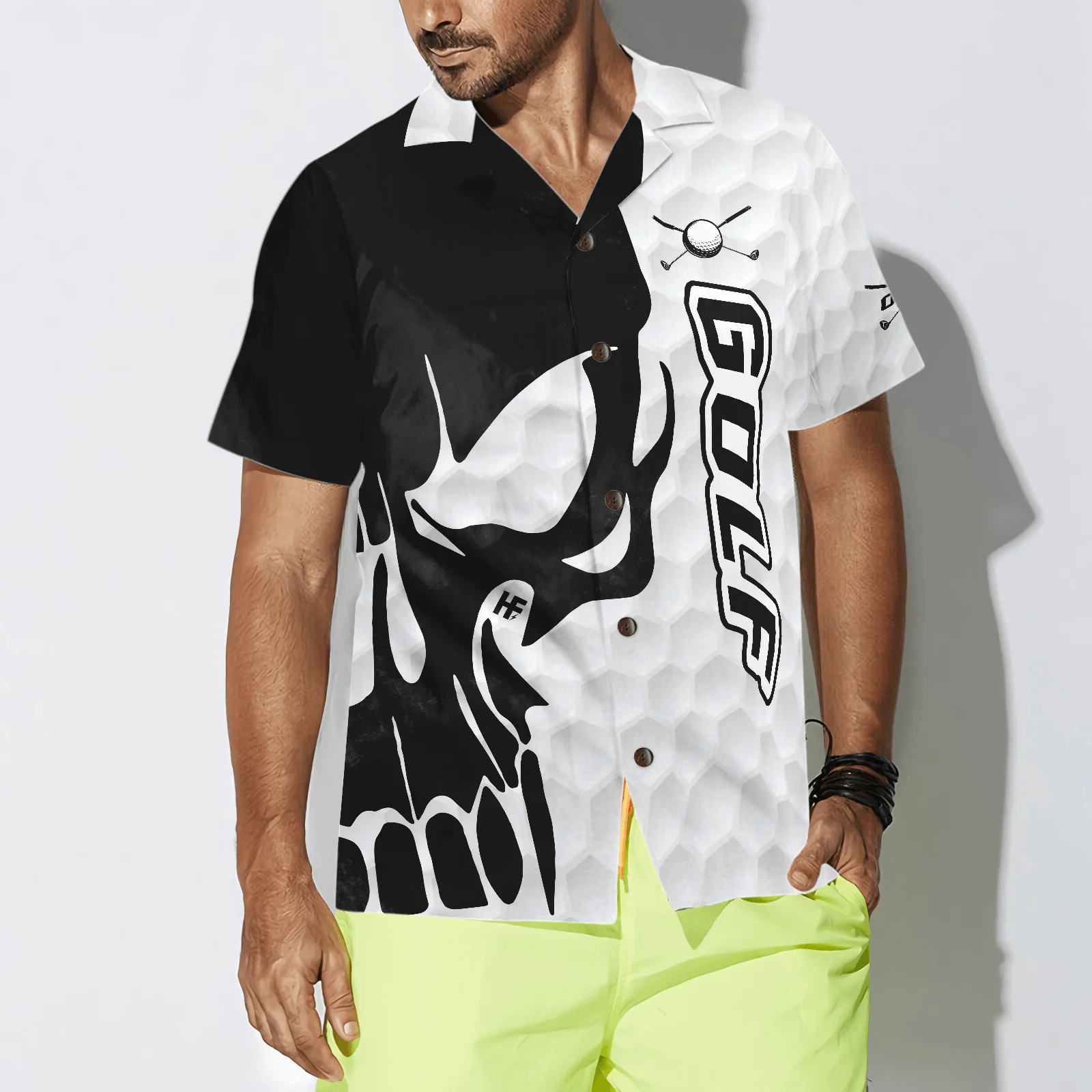 Golf Hawaiian Shirt, Golf Texture And Black Skull, Colorful Summer Aloha Hawaiian Shirt For Men Women, Perfect Gift For Friend, Golf Lovers, Golfers - Image 5