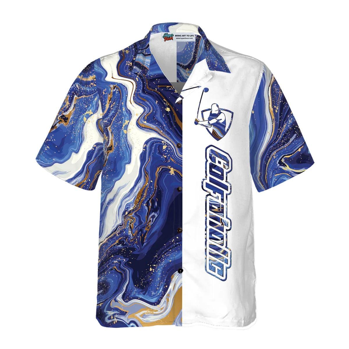 Golf Hawaiian Shirt, Golfaholic And Blue Marble Hawaiian Shirt, Blue Marble Aloha Shirt - Perfect Gift For Men, Women, Golf Lover, Friend, Family