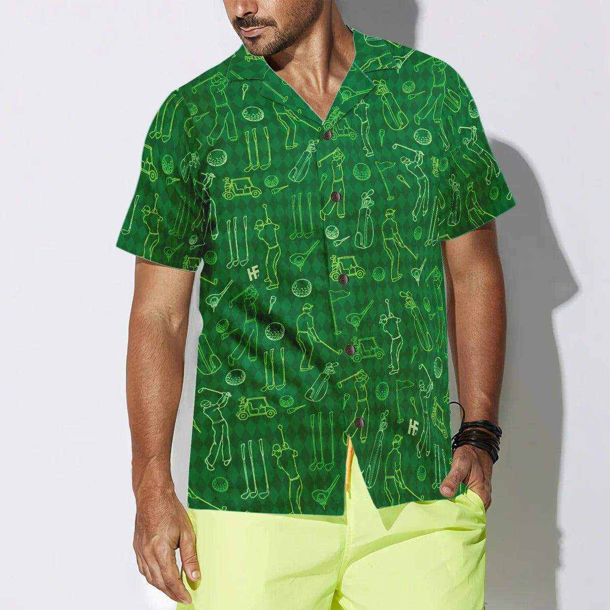 Golf Hawaiian Shirt Icons Pattern, Golf In Green Background Hawaiian Shirt, Summer Aloha Shirt - Perfect Gift For Men, Women, Husband, Friend, Family - Image 4