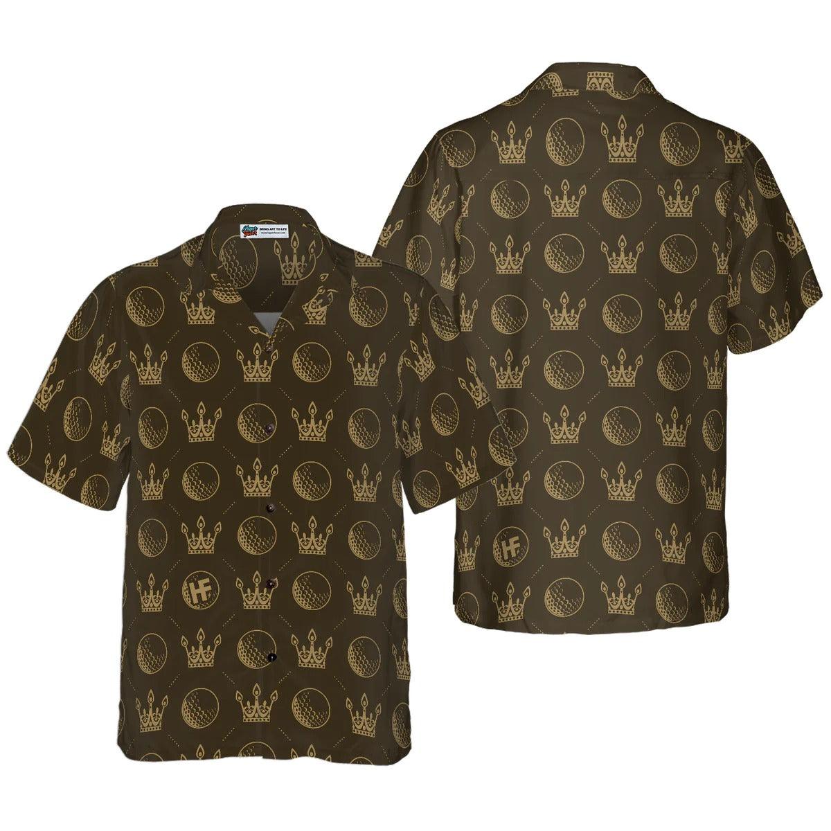 Golf Hawaiian Shirt, Luxury Royal Golf Ball Crown Hawaiian Shirt, Golf Aloha Shirt- Perfect Gift For Men, Women, Golf Lover, Friend, Family