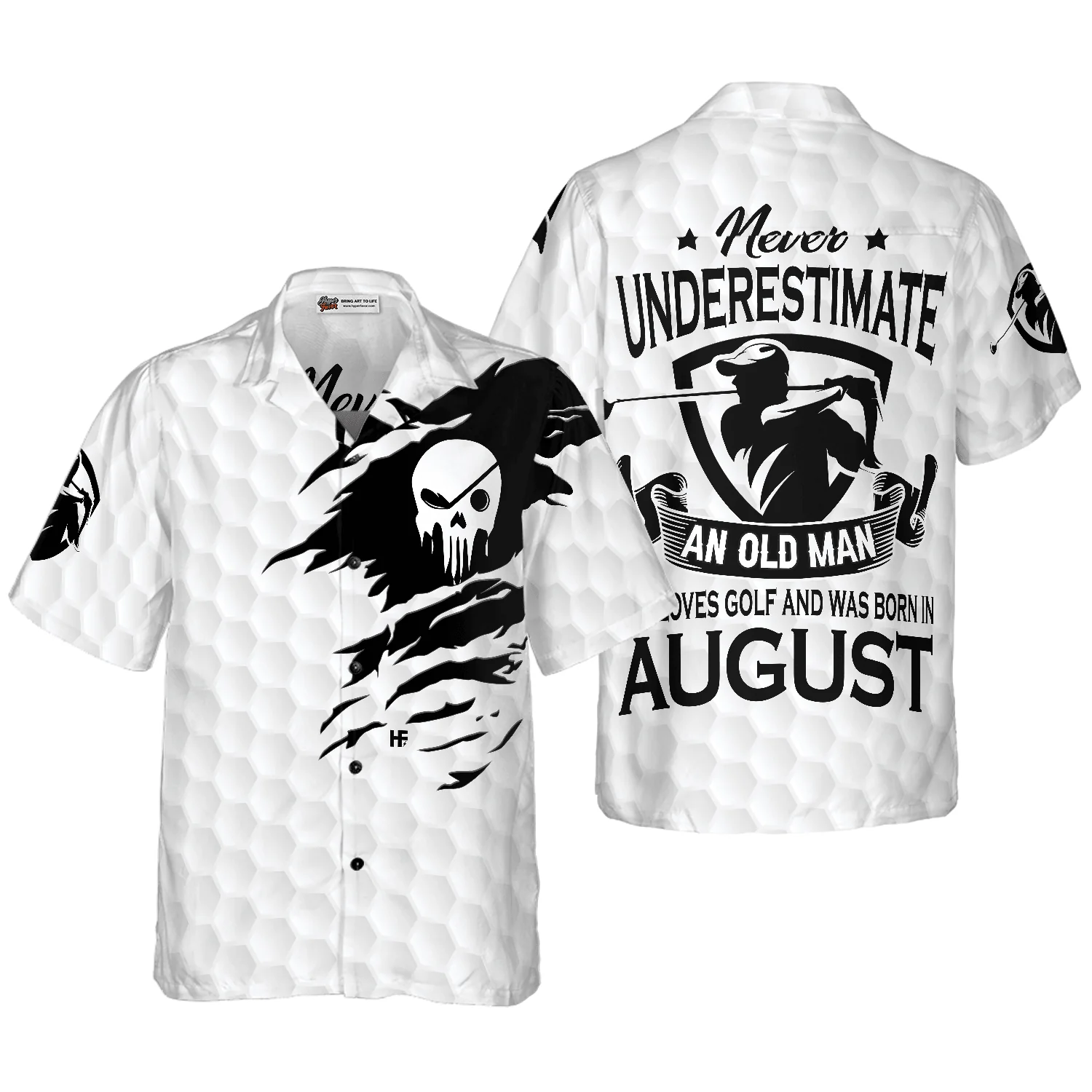 Golf Hawaiian Shirt, Never Underestimate A Golfer Born In August Aloha Hawaiian Shirt For Summer, Colorful Aloha Shirt For Men Women, Friend, Team