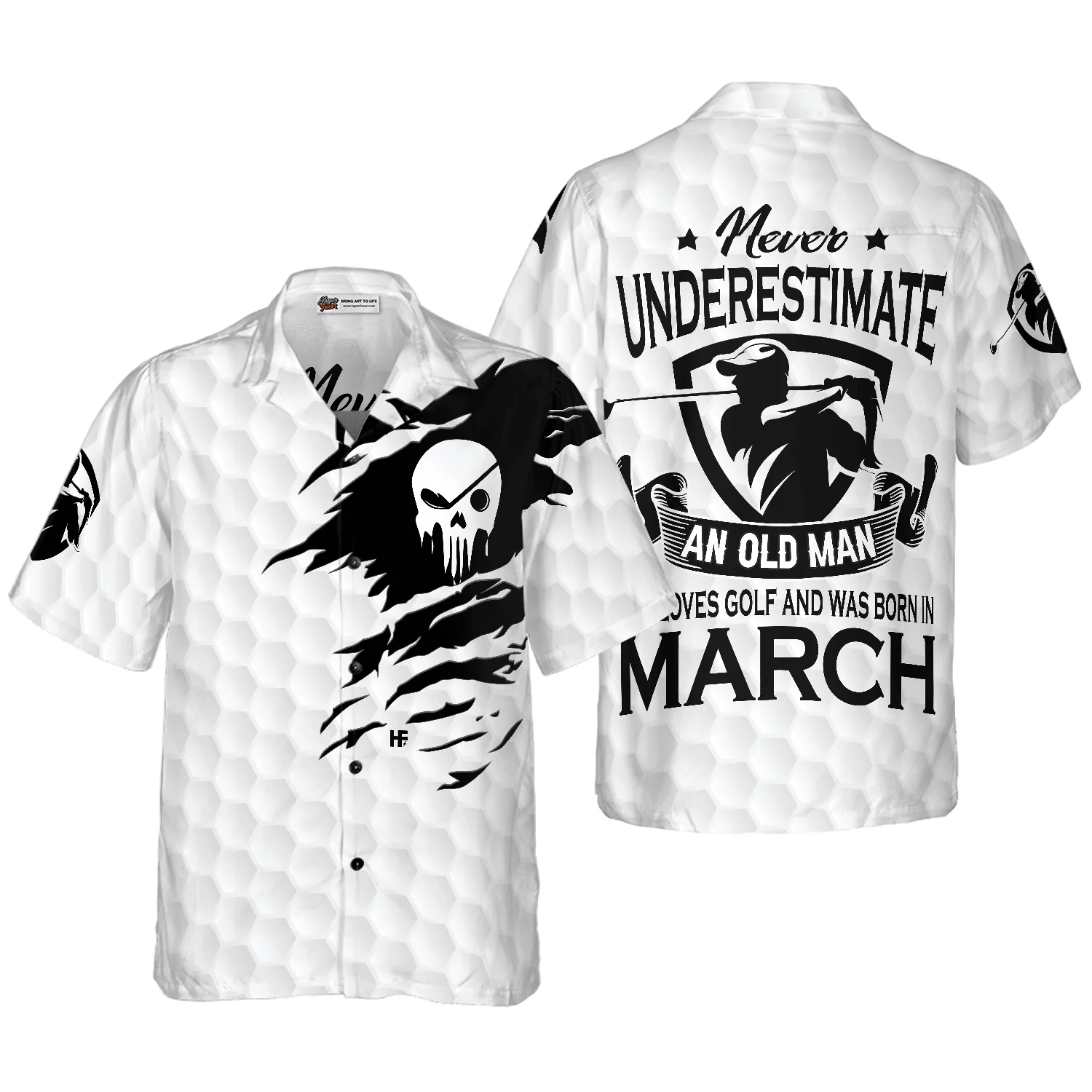 Golf Hawaiian Shirt, Never Underestimate A Golfer Born In March Aloha Hawaiian Shirt For Summer, Colorful Aloha Shirt For Men Women, Friend, Team