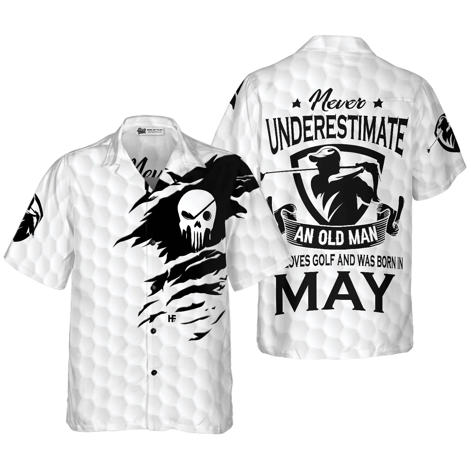 Golf Hawaiian Shirt, Never Underestimate A Golfer Born In May Aloha Hawaiian Shirt For Summer, Colorful Aloha Shirt For Men Women, Friend, Team