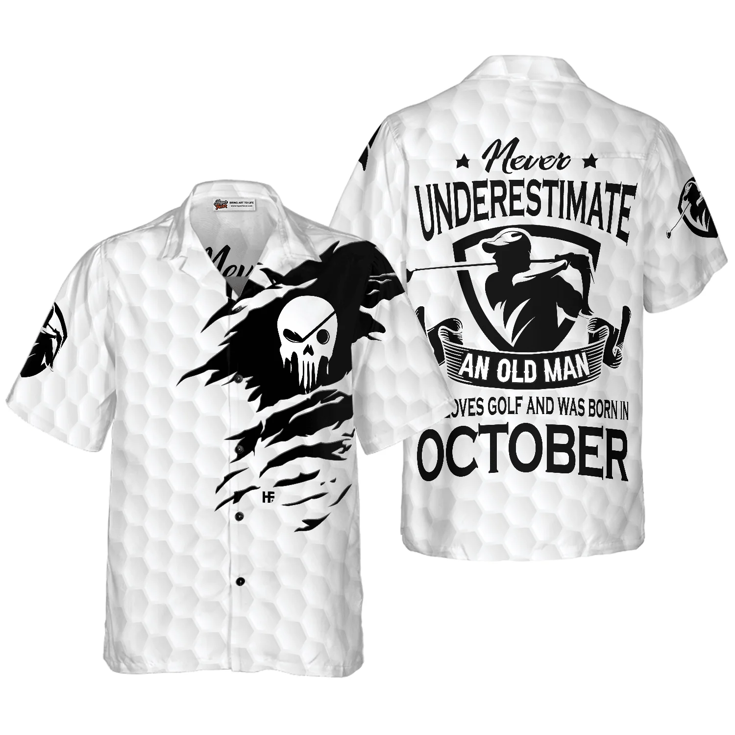 Golf Hawaiian Shirt, Never Underestimate A Golfer Born In October Aloha Hawaiian Shirt For Summer, Colorful Aloha Shirt For Men Women, Friend, Team