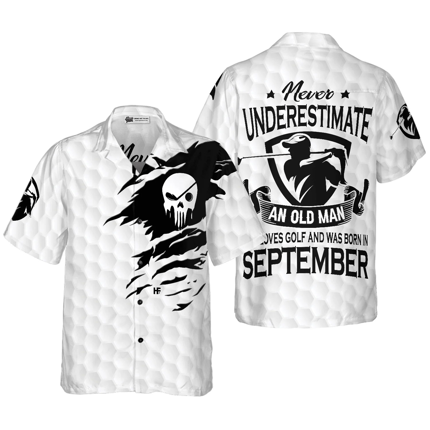 Golf Hawaiian Shirt, Never Underestimate A Golfer Born In September Aloha Hawaiian Shirt For Summer, Colorful Aloha Shirt For Men Women, Friend, Team