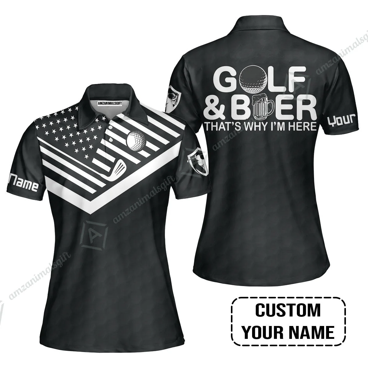 Golf Hawaiian Shirt - Personalized American Flag Golf Hawaiian Shirt, Golf And Beer That's Why I'm Here Custom Shirt - Image 4