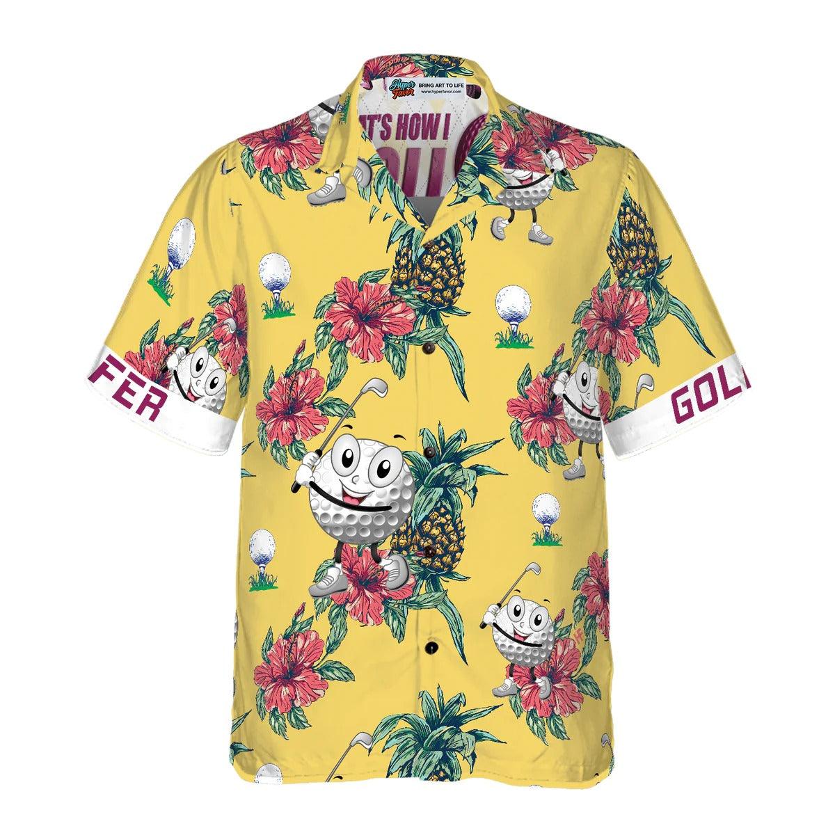 Golf Hawaiian Shirt, Pineapple Pattern Golf Aloha Shirt - Perfect Gift For Men, Women, Husband, Wife, Friend, Family - Image 4