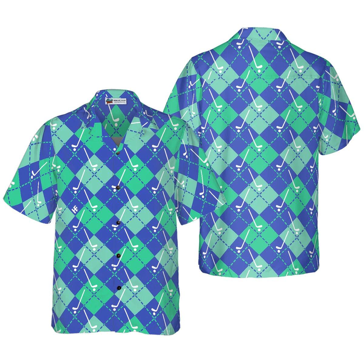 Golf Hawaiian Shirt, Plaid Golf Seamless Pattern Hawaiian Shirt, Summer Aloha Shirt - Perfect Gift For Men, Women, Golf Lover, Friend, Family