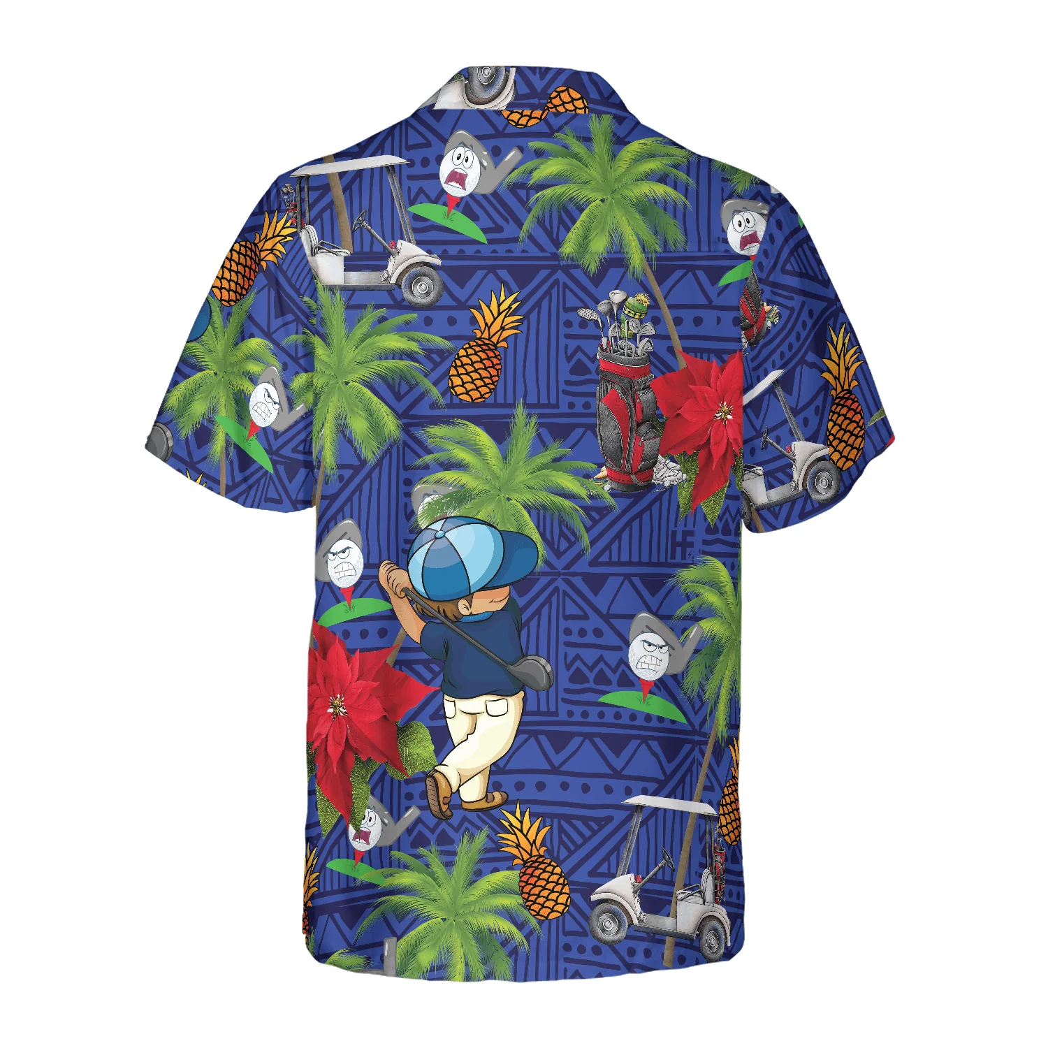 Golf Hawaiian Shirt, Tropical Pineapple Palm Tree Pattern, Colorful Summer Aloha Hawaiian Shirt For Men Women, Gift For Friend, Golf Lovers - Image 4