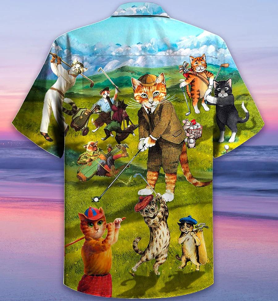 Golf Hawaiian Shirts - Golf Cats That What I Do I Play Golf And I Know Thing Hawaiian Shirt - Perfect Gift For Men, Golfer, Cat Lovers - Image 2