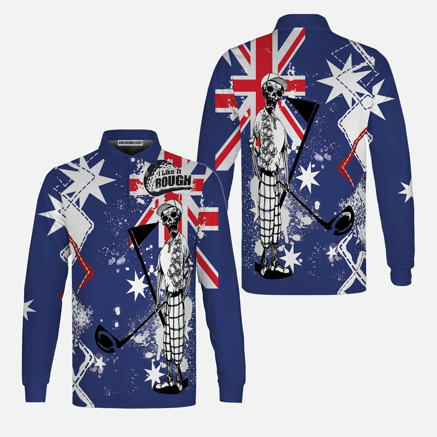 Golf Hoodie, Argyle Pattern Skeleton Golfing, Golf I Like It Rough Australian Flag Hoodie For Men - Best Gift For Golfers, Golf Lovers - Image 7