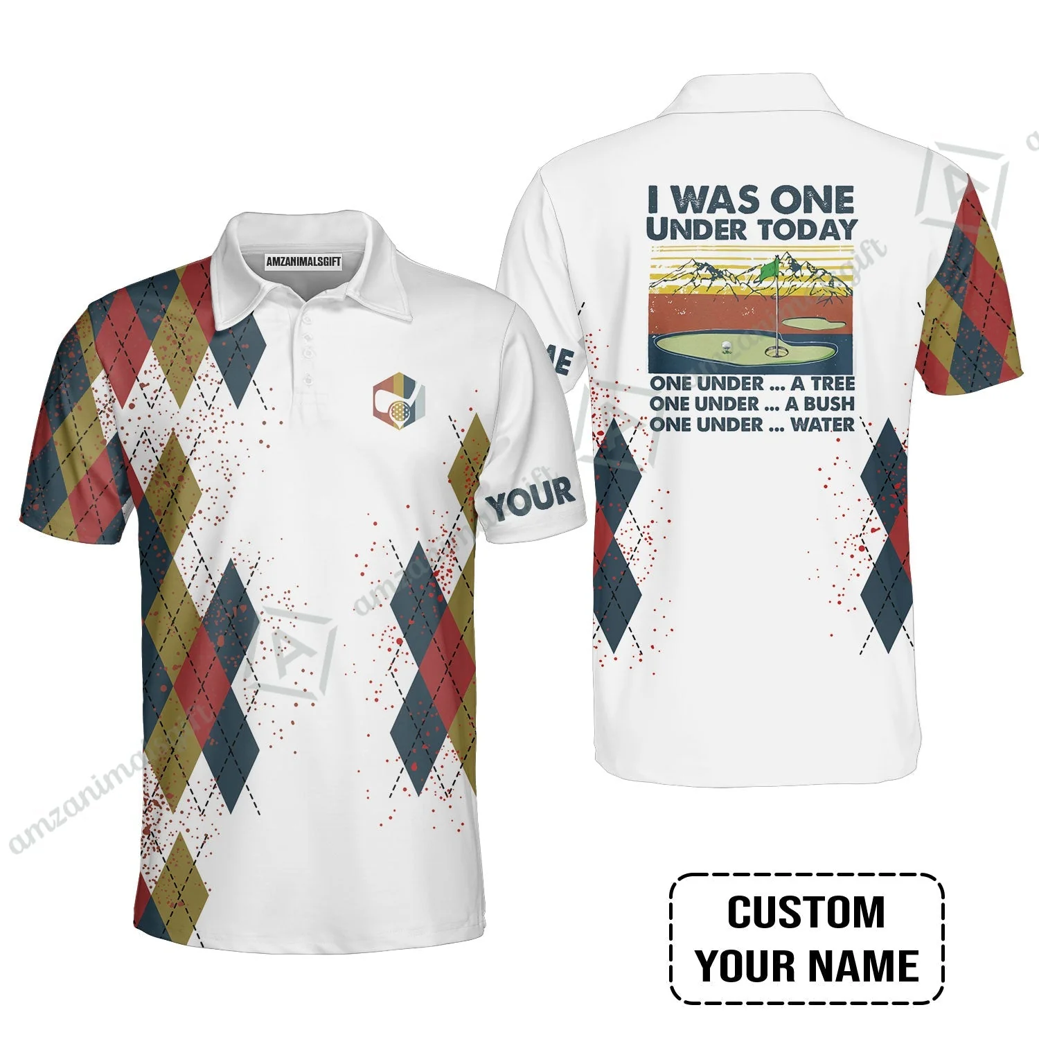 Golf Hoodie Custom Name - I Was One Under Today One Under A Tree Bush and Water - Image 4