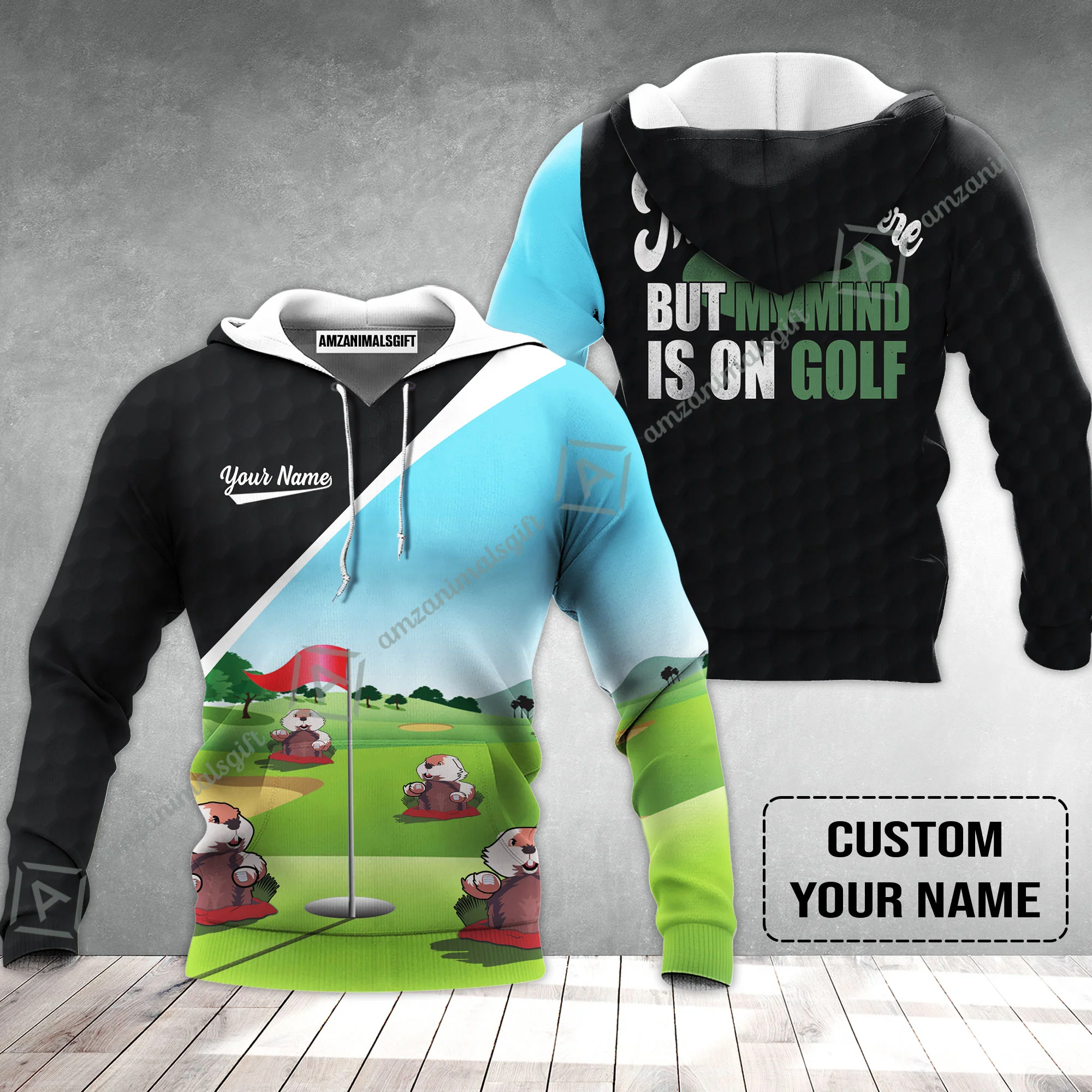 Golf Hoodie - Gopher My Mind Is On Golf Custom Hoodie - Image 2