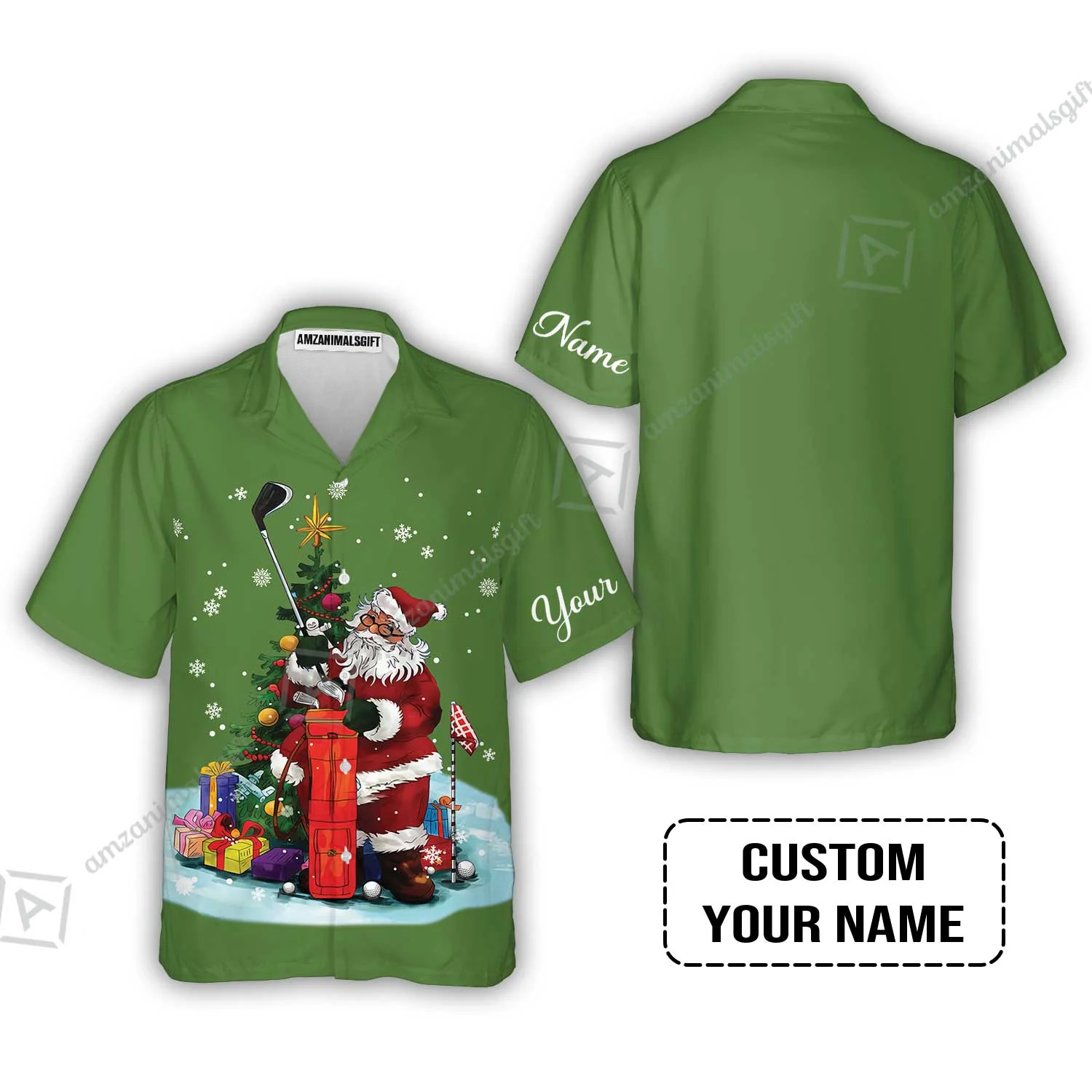 Golf Long Sleeve Men Polo Shirt - Christmas Custom Name, Santa Golfer Apparel - Personalized Gift For Golf Lover - Image 8