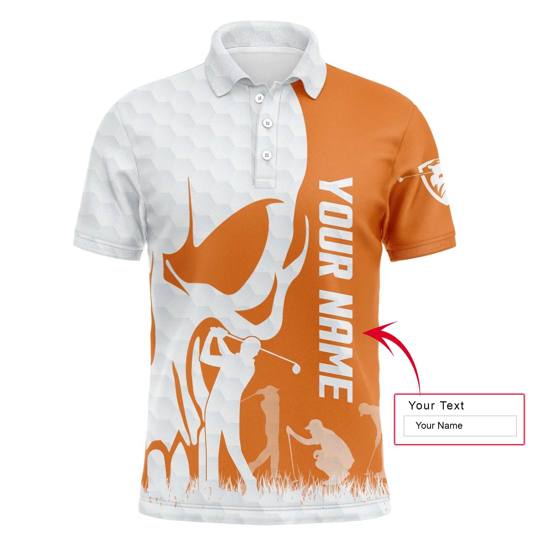 Golf Long Sleeve Shirt - Custom Name Skull White Golf Ball, Orange Apparel Long Sleeve Shirt - Personalized Gift For Golf Lover, Team, Husband, Boyfriend, Men - Image 5