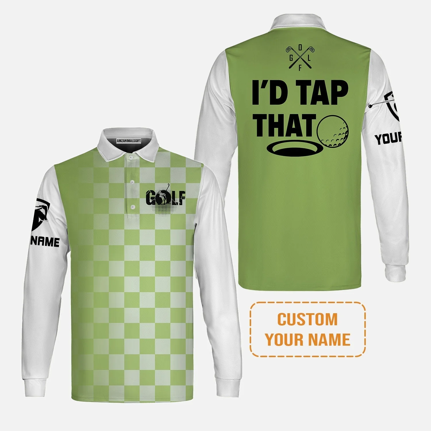 Golf Long Sleeve Shirt - Funny Custom Name Apparel, I'd Tap That Men Golf Long Sleeve Shirt - Personalized Gift For Golf Lover, Team, Golfers, Husband, Boyfriend - Image 5