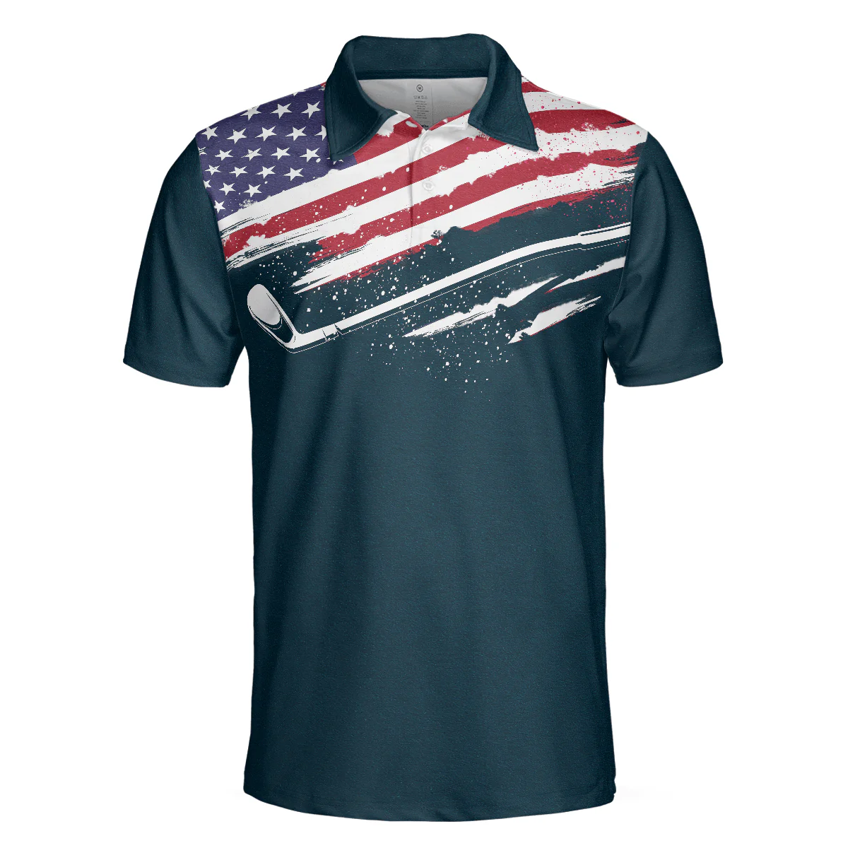 Golf Men Polo Shirt, American Flag, Eat Sleep Golf Repeat Polo Shirt, Dark Navy Golf Shirt For Men - Gift For Golfers, Golf Lovers - Image 2