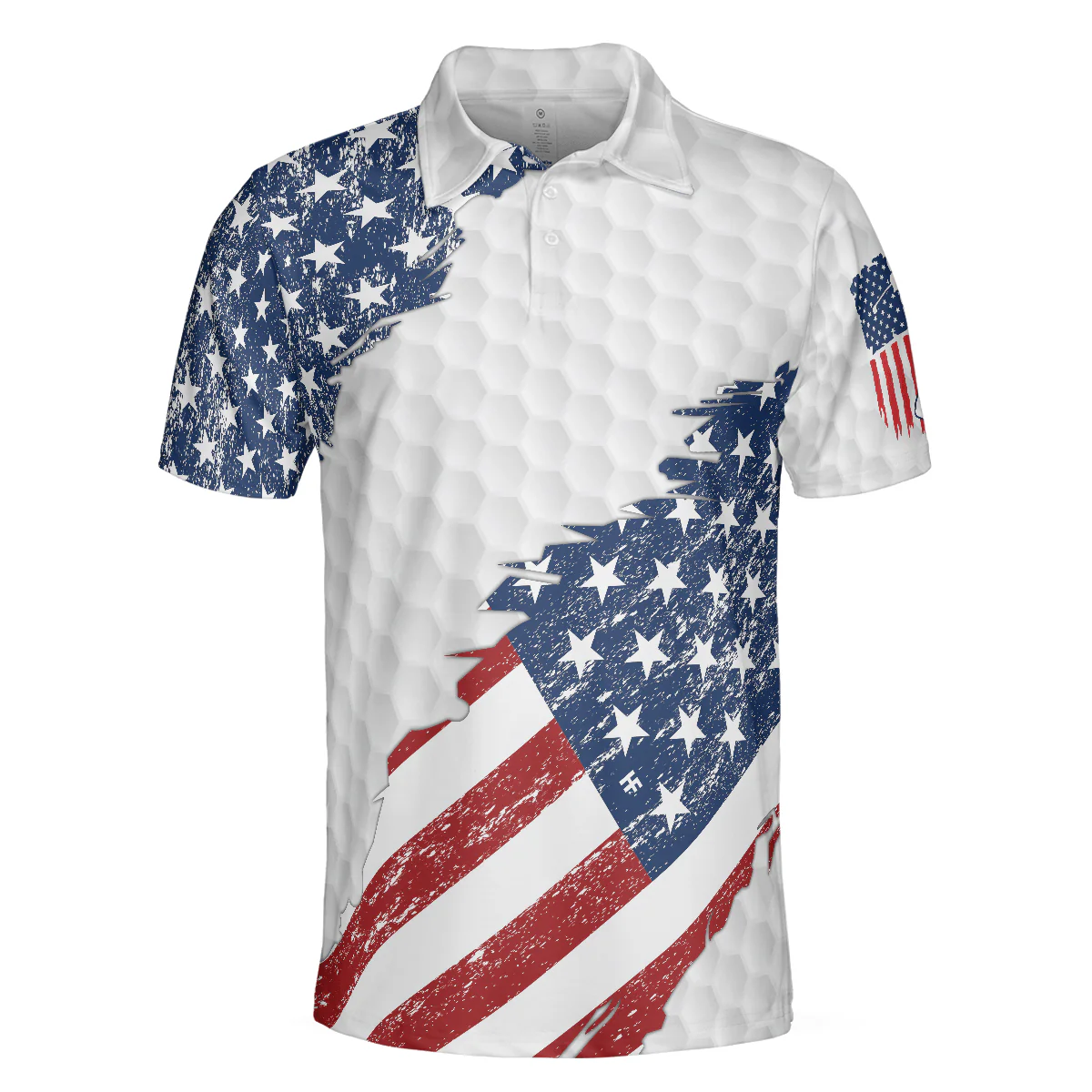 Golf Men Polo Shirt, American Flag Ripped, Simple American Golf Polo Shirt For Men - Best Gift Idea For American Golfers, Golf Lovers - Image 3