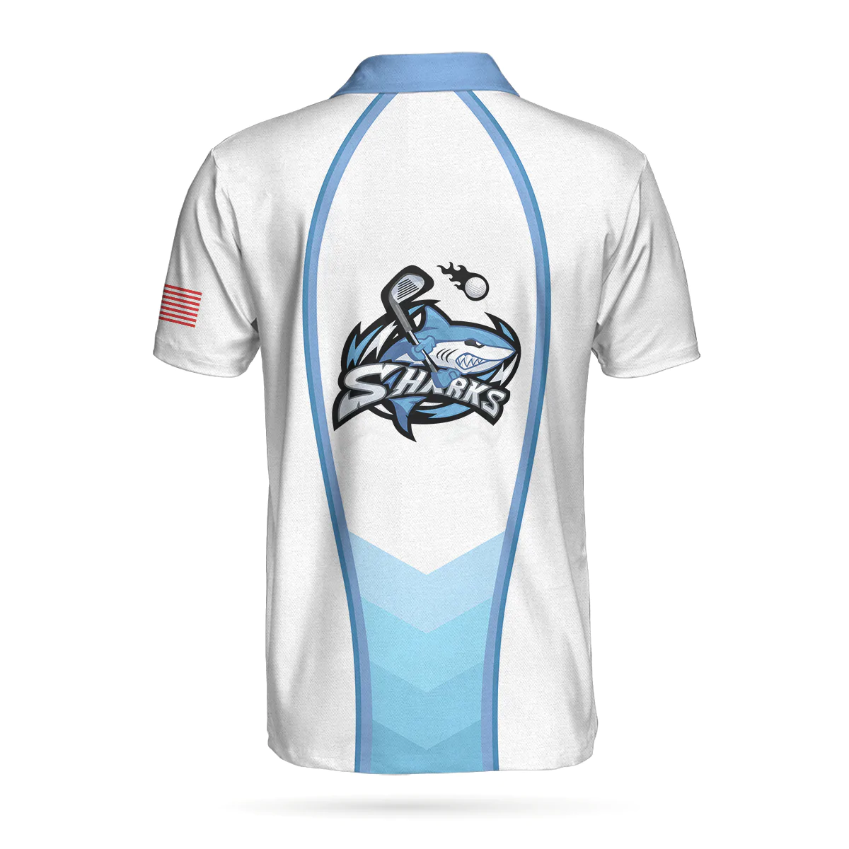 Golf Men Polo Shirt, American Flag Shark, Jawsome Golfer Polo Shirt For Men - Best Gift For Golfers, Golf Lovers - Image 2