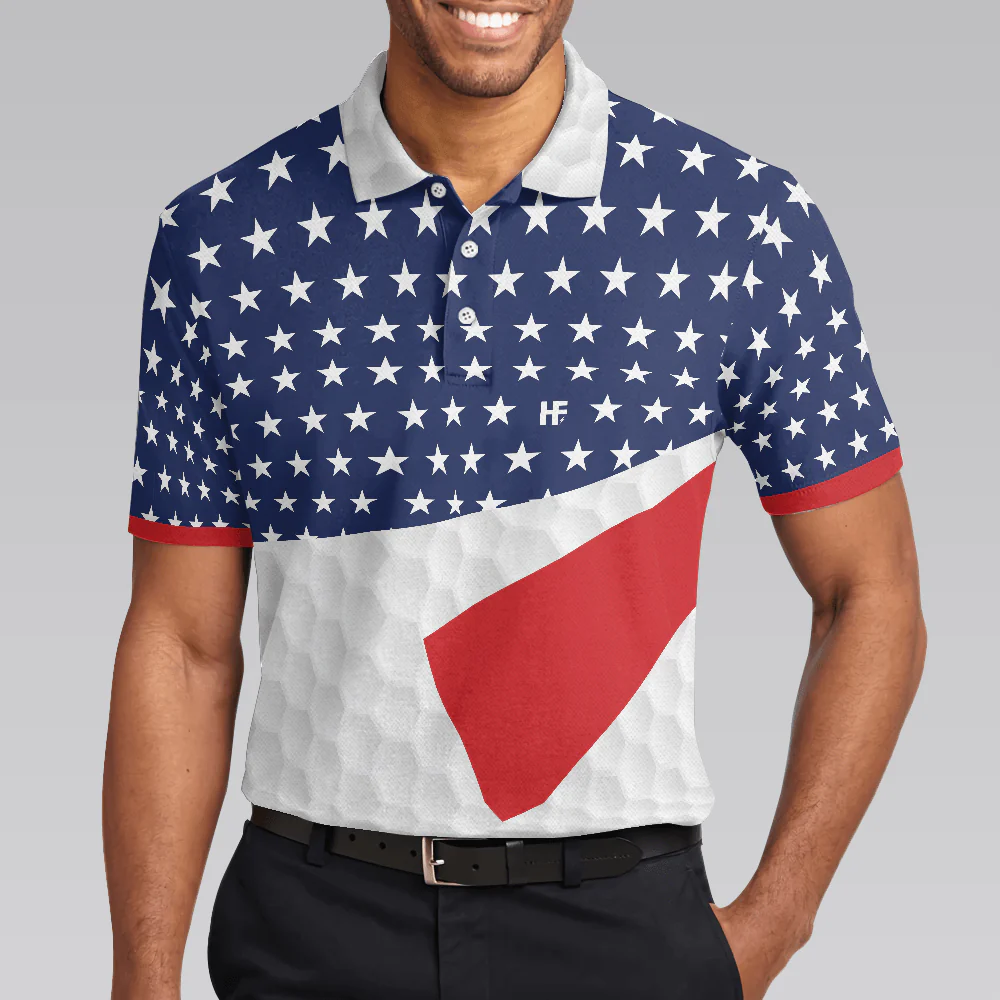 Golf Men Polo Shirt, American Flag Texture Golf Polo Shirt, Golfaholic Polo Shirt For Men - Best Gift For Golfers, Golf Lovers - Image 4