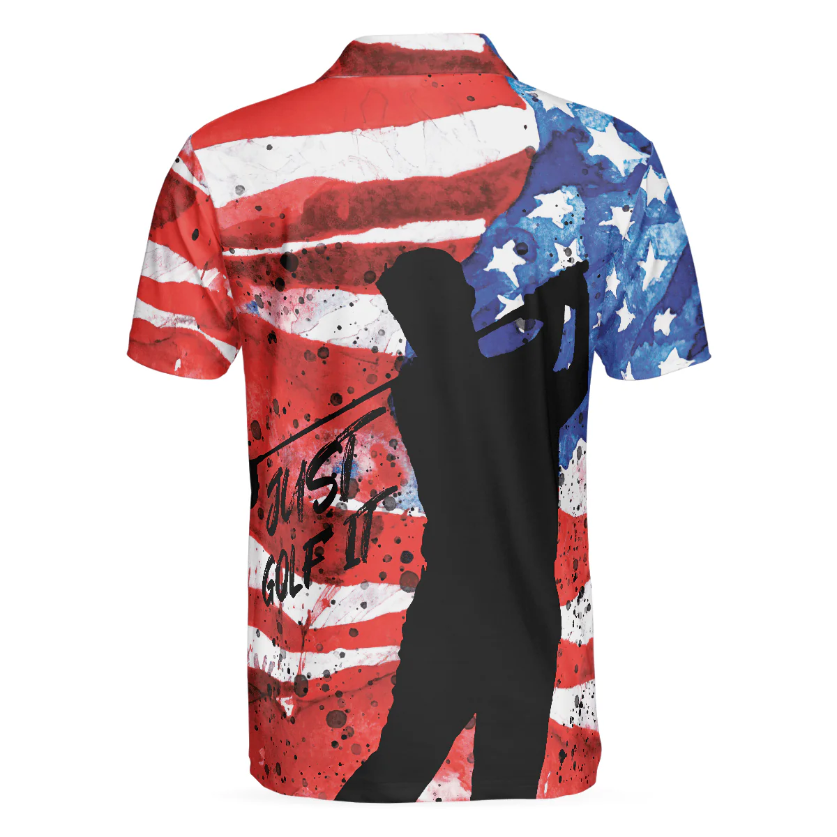 Golf Men Polo Shirt, American Golfer, Wet Paint American Flag Polo Shirt For Men - Best Gift For Golfers, Golf Lovers - Image 2