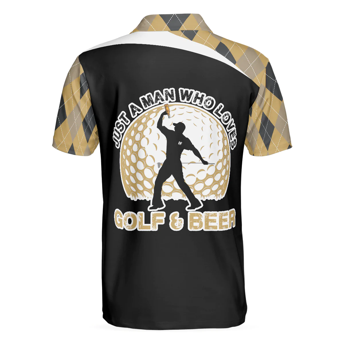 Golf Men Polo Shirt, Argyle Pattern Golf And Beer Polo Shirt, Just A Man Who Loves Golf & Beer Shirt For Men - Gift For Golfers, Golf Lovers - Image 2