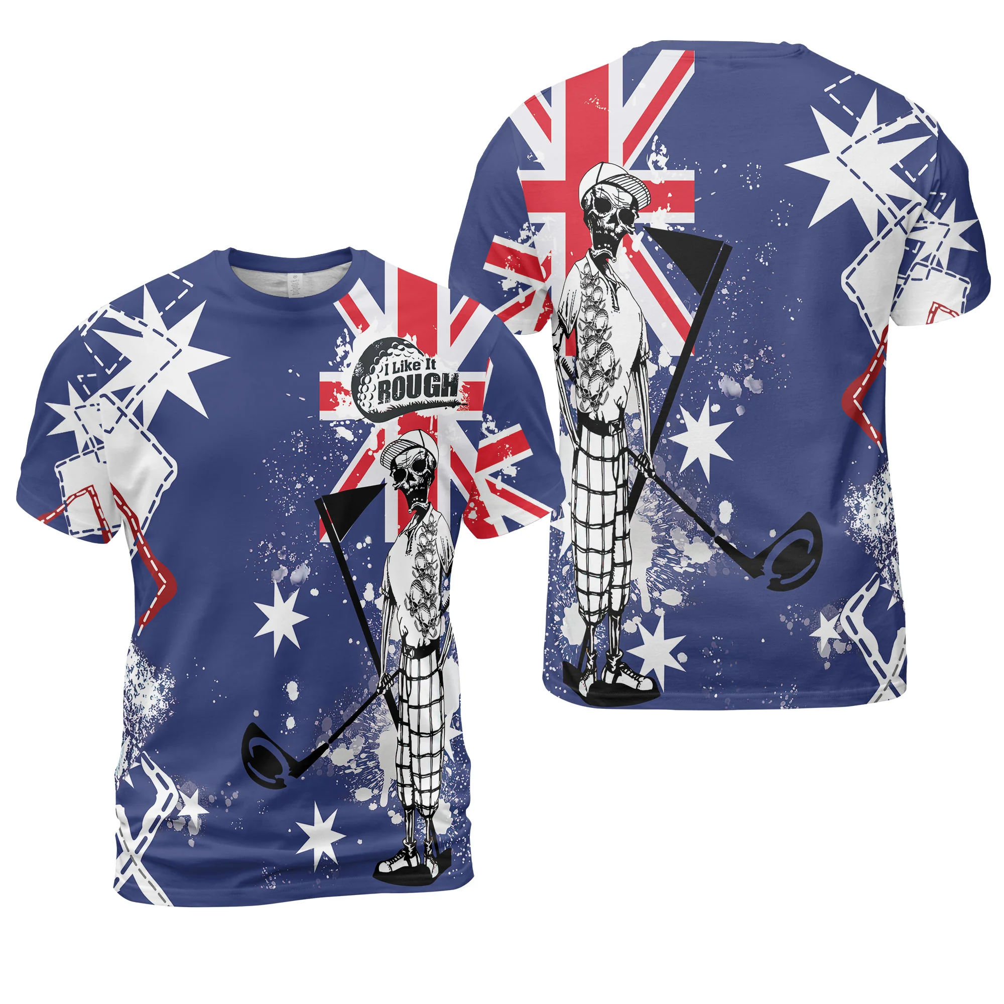 Golf Men Polo Shirt, Argyle Pattern Skeleton Golfing, Golf I Like It Rough Australian Flag Polo Shirt For Men - Best Gift For Golfers, Golf Lovers - Image 14