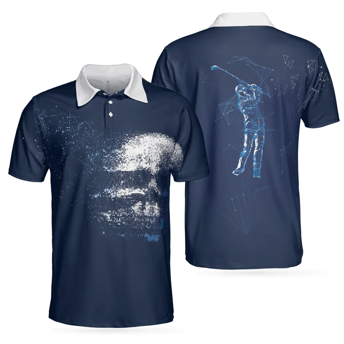 Golf Men Polo Shirt, Artistic High Tech Skull Polo Shirt, Golf Players Shirt For Men - Best Gift For Golfers, Golf Lovers