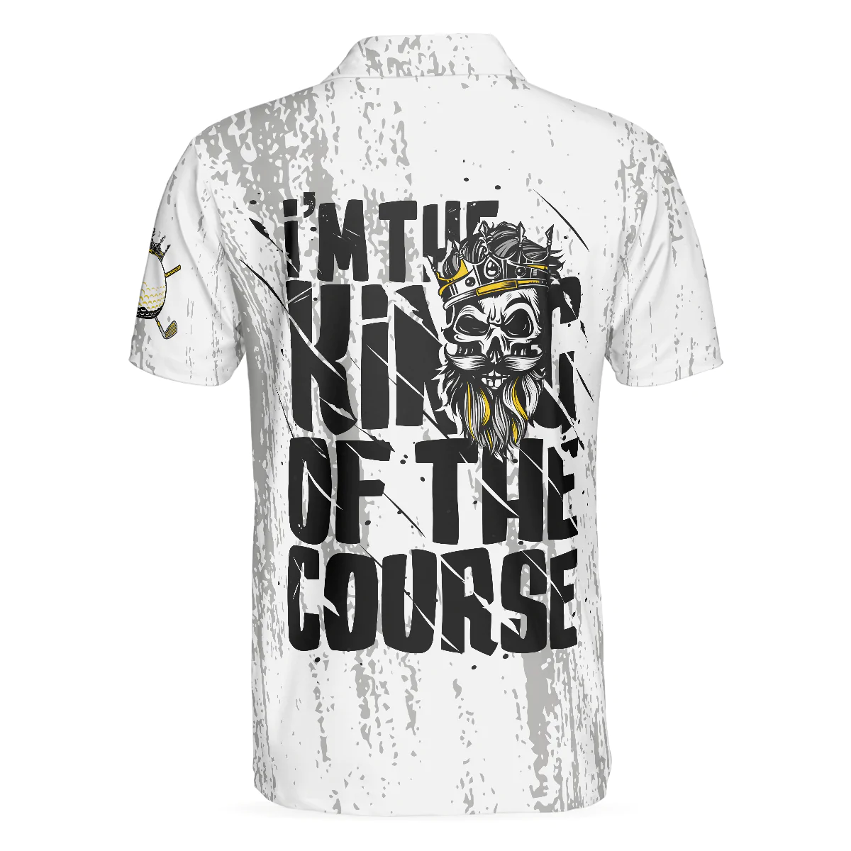 Golf Men Polo Shirt, Black And White Skull, I'm The King Of The Course Golf Shirt For Men - Perfect Gift For Golfers, Golf Lovers - Image 2