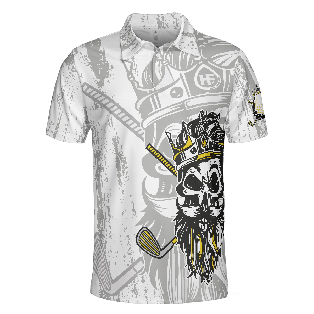 Golf Men Polo Shirt, Black And White Skull, I'm The King Of The Course Golf Shirt For Men - Perfect Gift For Golfers, Golf Lovers - Image 3