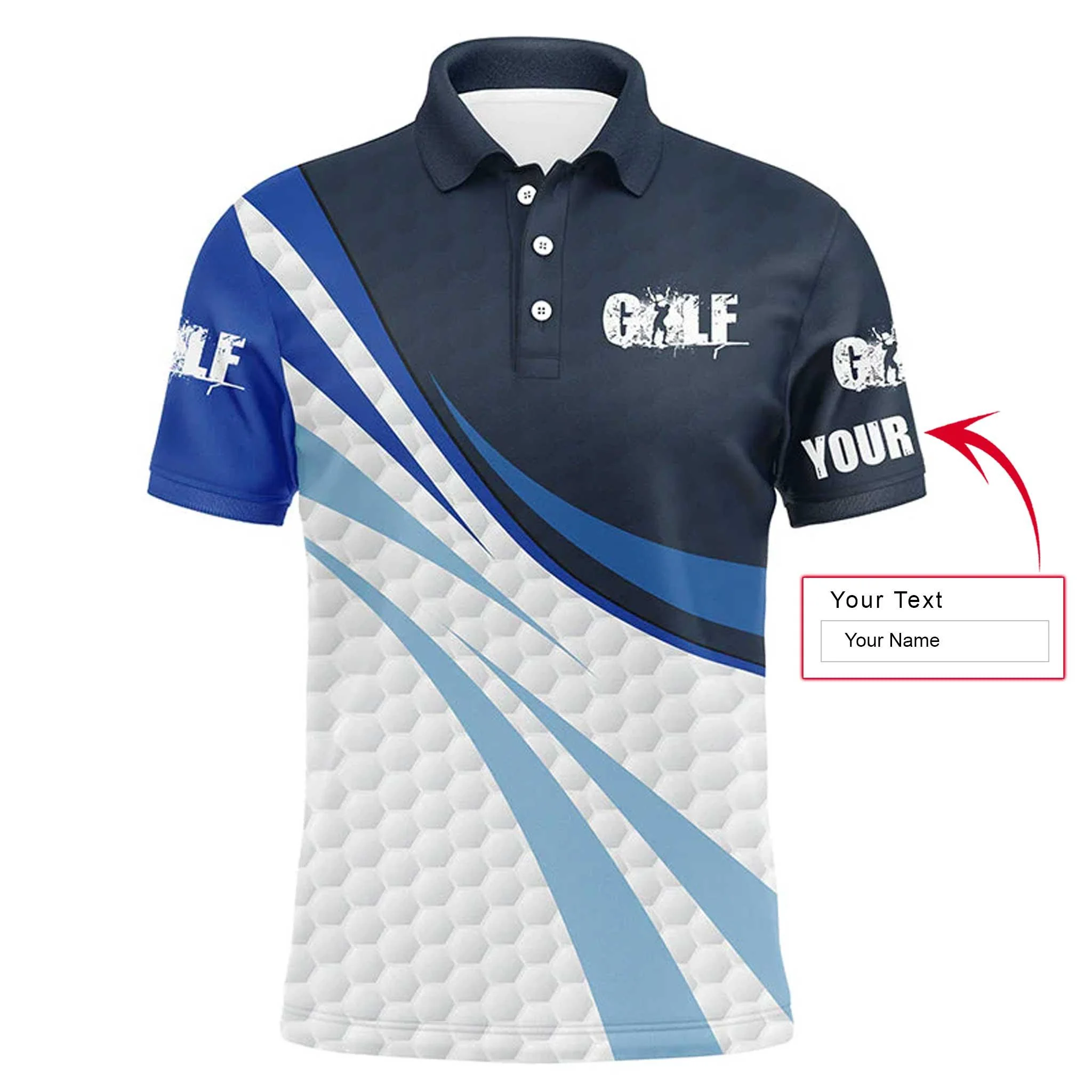 Golf Men Polo Shirt - Blue And White Golf Balls Custom Name Apparel Men Polo Shirt - Personalized Gift For Golf Lover, Team, Golfer