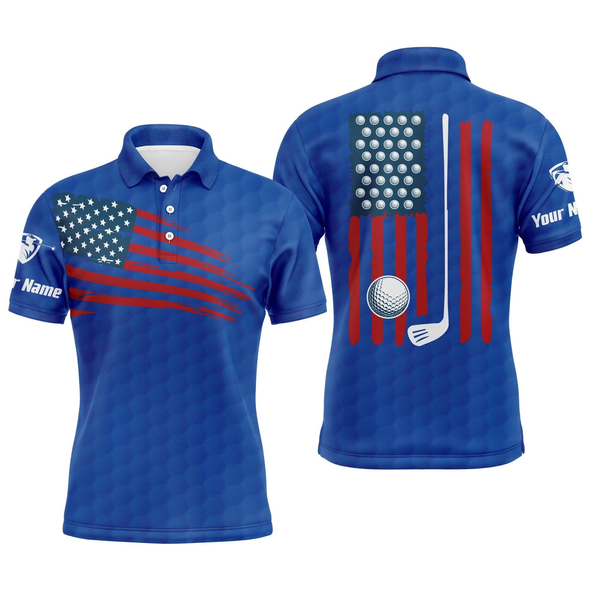Golf Men Polo Shirt - Custom Name American Flag Multicolor Apparel - Personalized Gift For Golf Lover, Team, Husband, Boyfriend, 4th July, Patriotic - Image 11