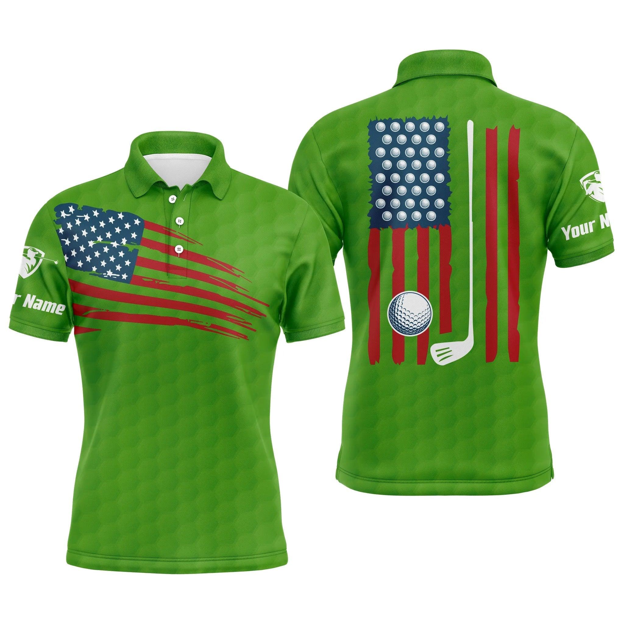 Golf Men Polo Shirt - Custom Name American Flag Multicolor Apparel - Personalized Gift For Golf Lover, Team, Husband, Boyfriend, 4th July, Patriotic - Image 12