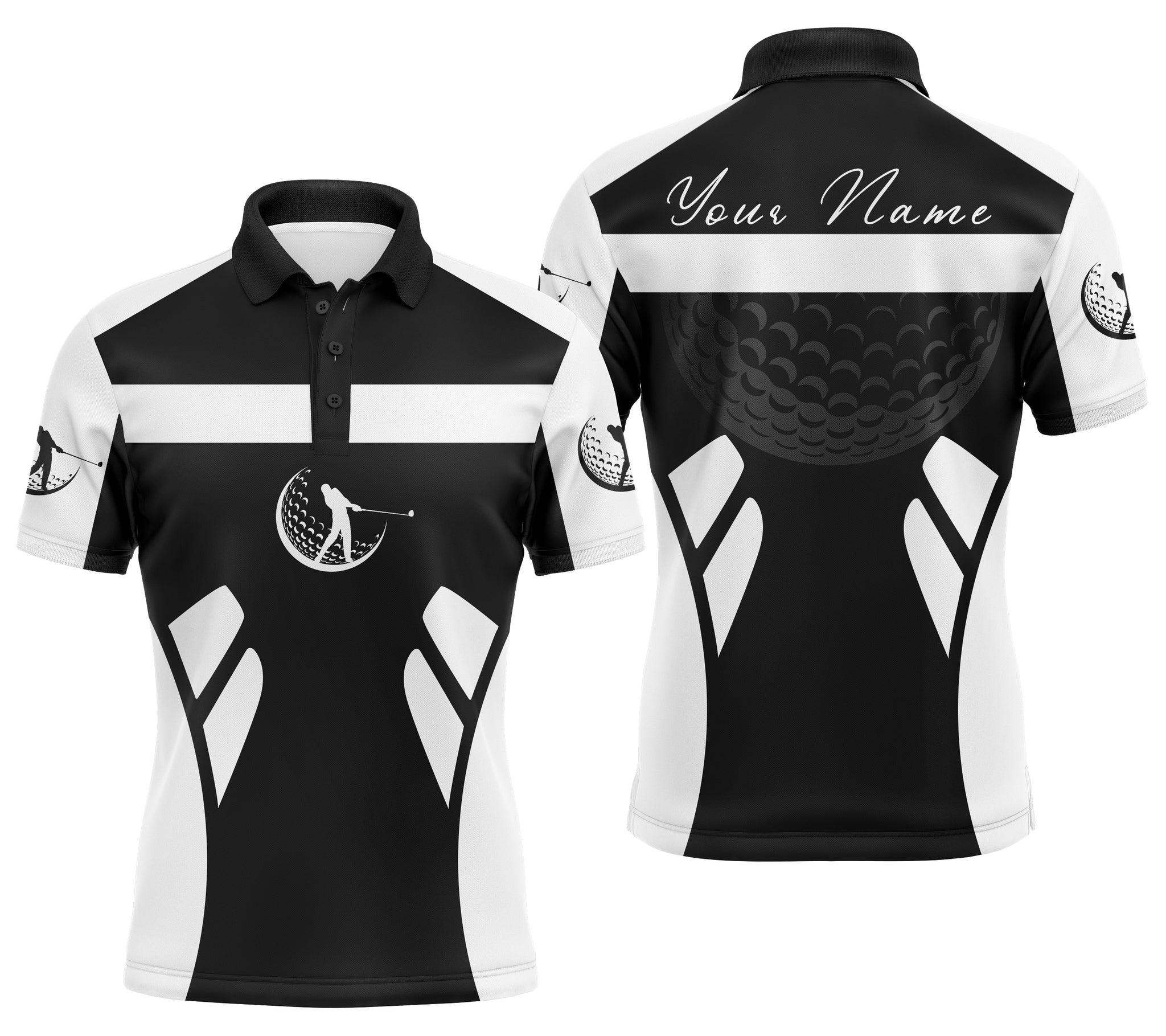 Golf Men Polo Shirt - Custom Name Black White Apparel Men Polo Shirt - Personalized Gift For Golf Lover, Male, Husband, Team, Best Father's day