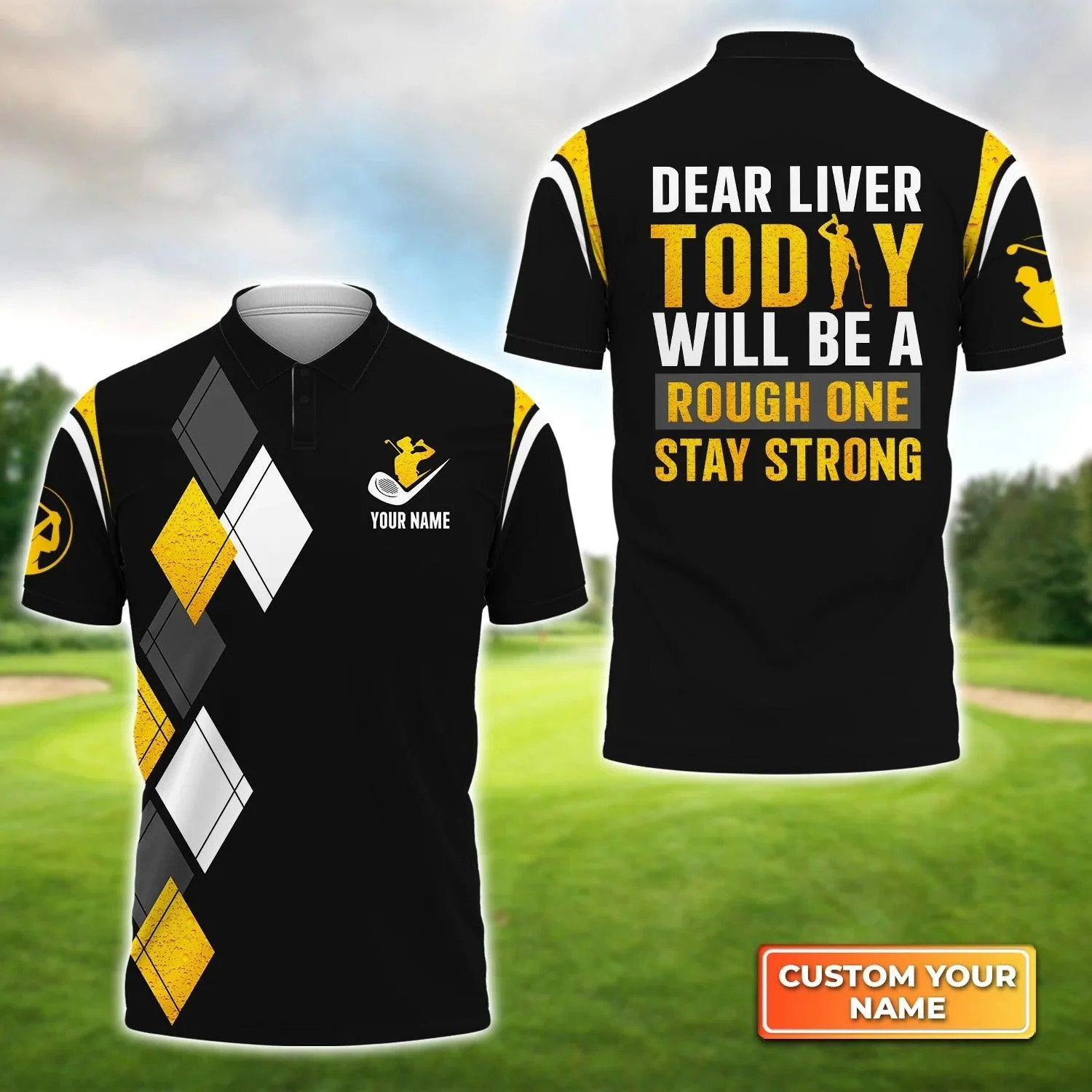 Golf Men Polo Shirt Custom Name - Dear Liver Golf Personalized Polo Shirt For Men - Gift For Golfers, Friend, Family