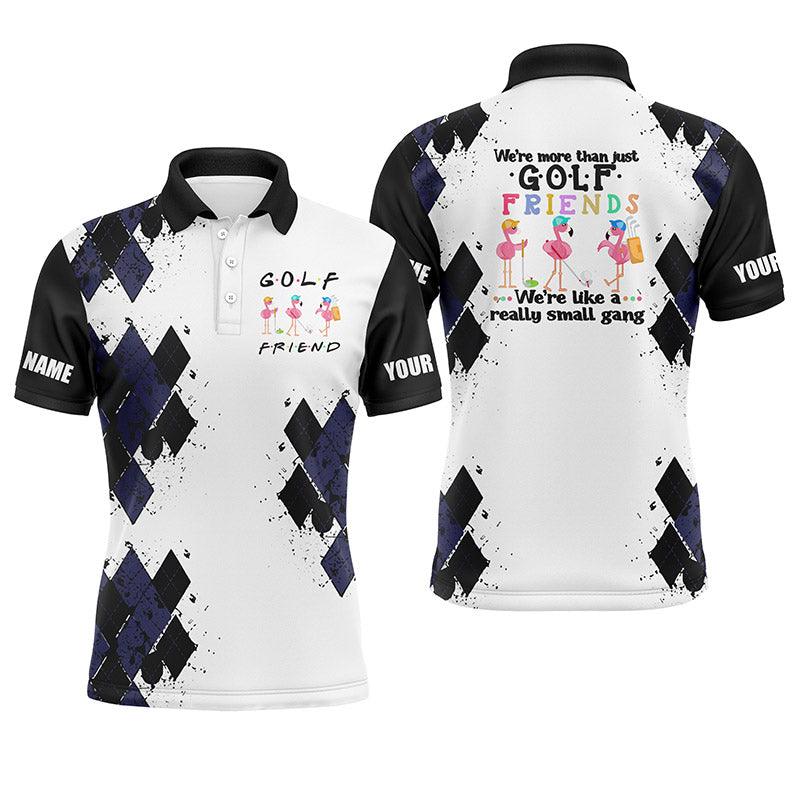 Golf Men Polo Shirt - Custom Name Funny Flamingo Apparel, We're More Than Just Golf Friends Men Golf Polo Shirt - Perfect Polo Shirt For Men, Golfers