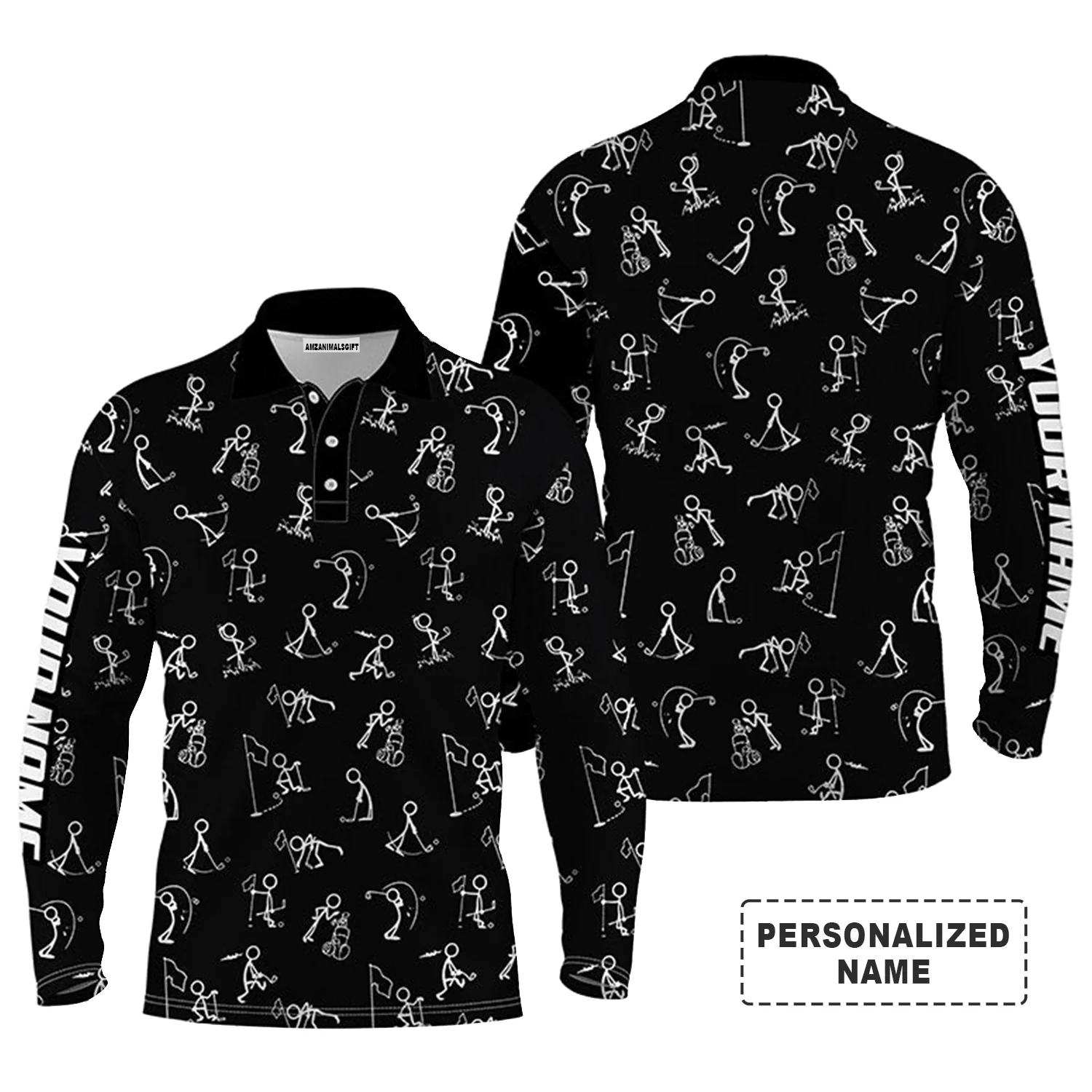 Golf Men Polo Shirt, Custom Name funny Golf Pattern Wear Apparel - Personalized Sports Gift For Men, Husband, Boyfriend, Golf Lovers - Image 12