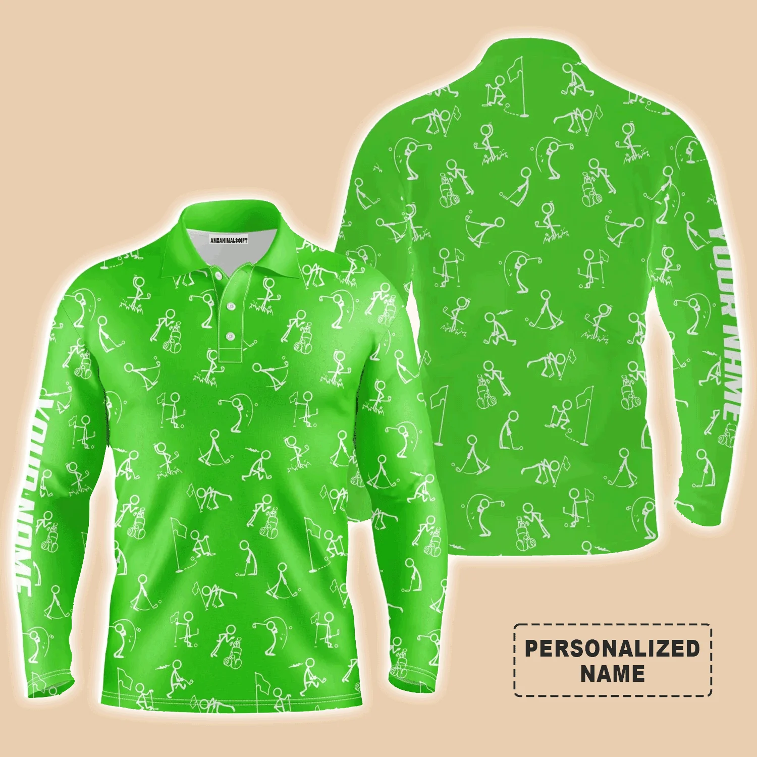 Golf Men Polo Shirt, Custom Name funny Golf Pattern Wear Apparel - Personalized Sports Gift For Men, Husband, Boyfriend, Golf Lovers - Image 6