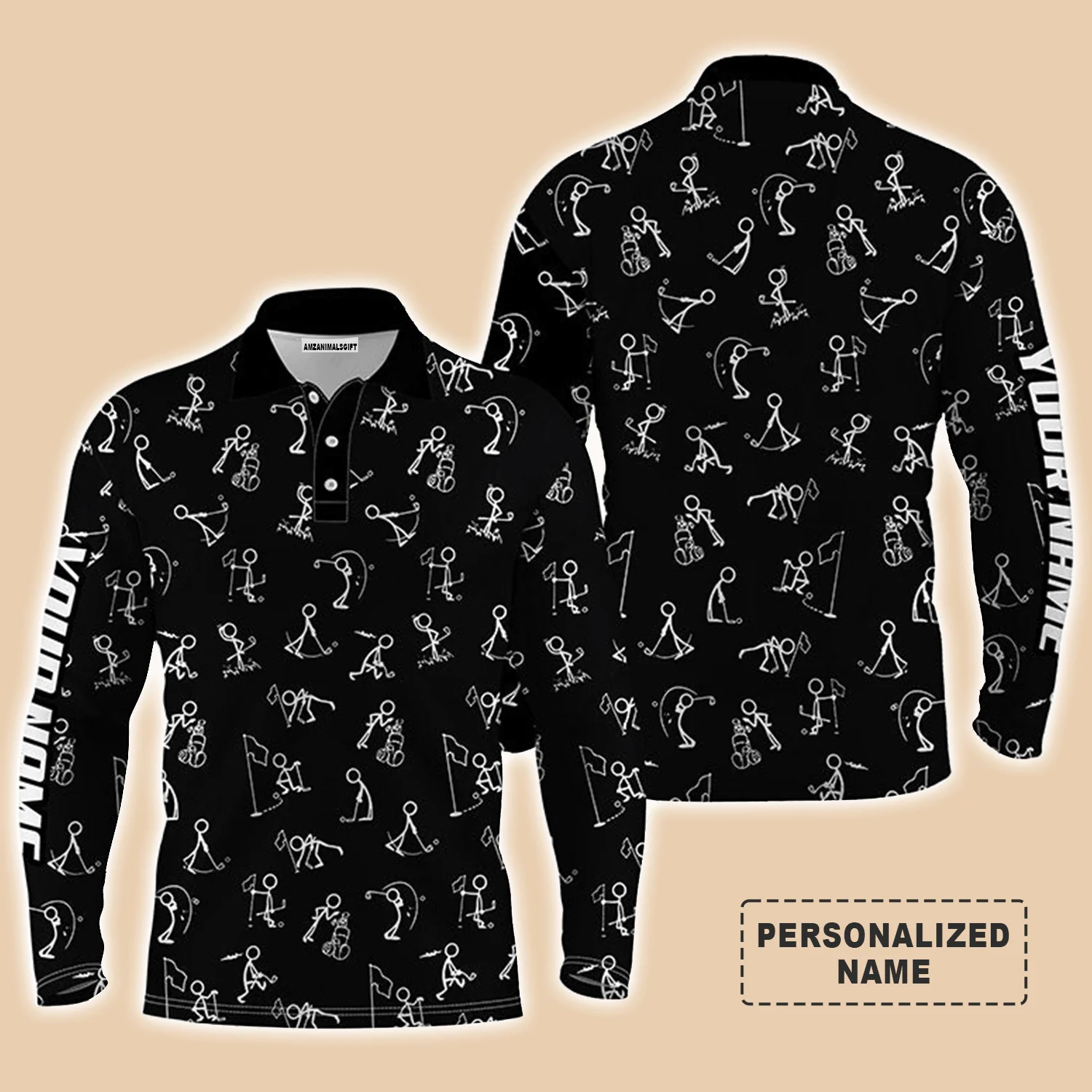Golf Men Polo Shirt, Custom Name funny Golf Pattern Wear Apparel - Personalized Sports Gift For Men, Husband, Boyfriend, Golf Lovers - Image 9