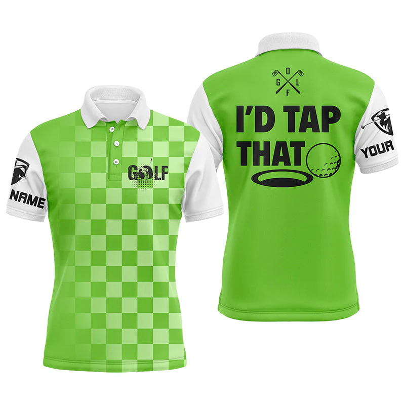 Golf Men Polo Shirt - Custom Name Gingham Pattern Apparel, I'd Tap That Men Polo Shirt - Perfect Polo Shirt For Men, Golfers - Image 2