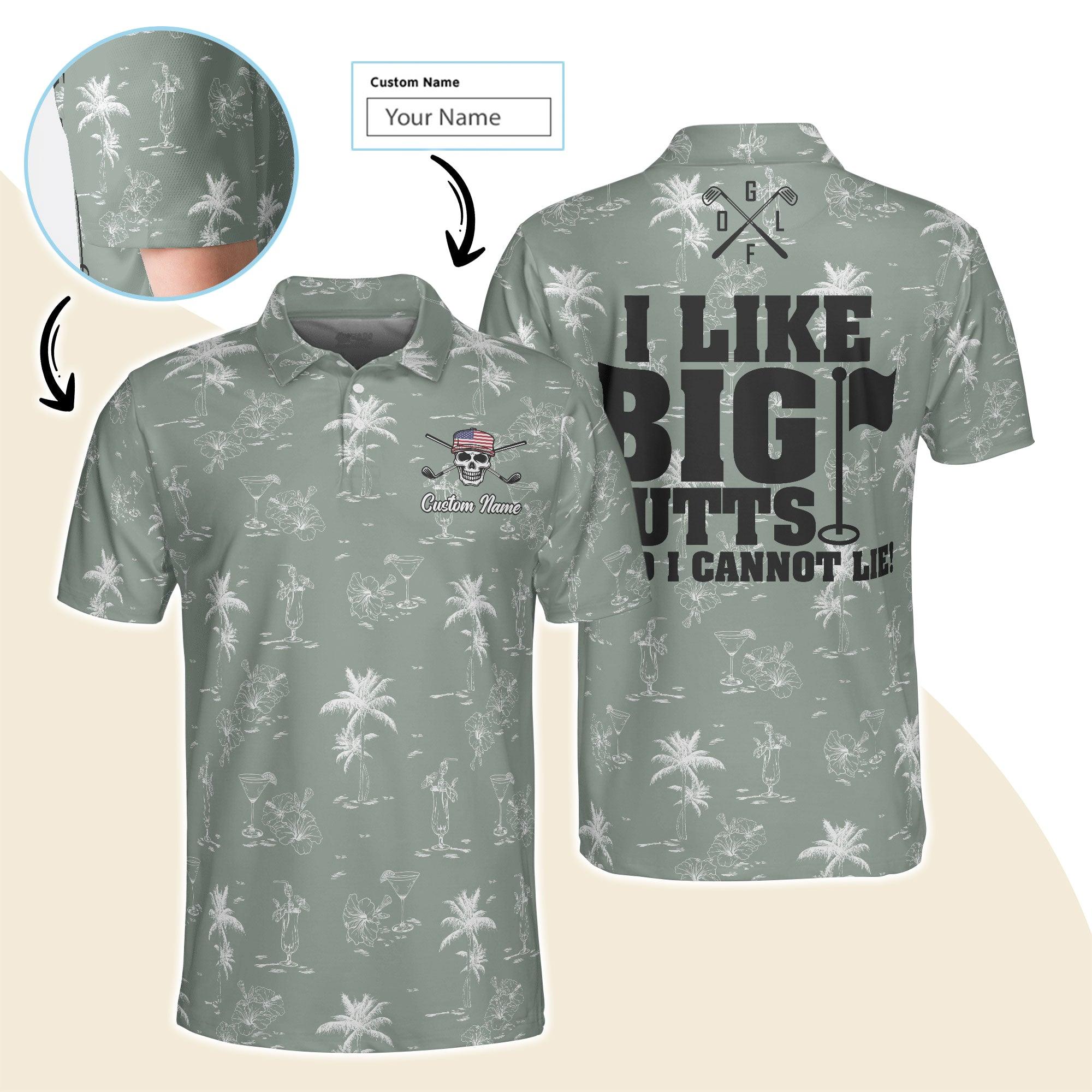 Golf Men Polo Shirt Custom Name - I Like Big Putts And I Cannot Lie Personalized Polo Shirt For Men - Gift For Golfers, Friend, Family - Image 2