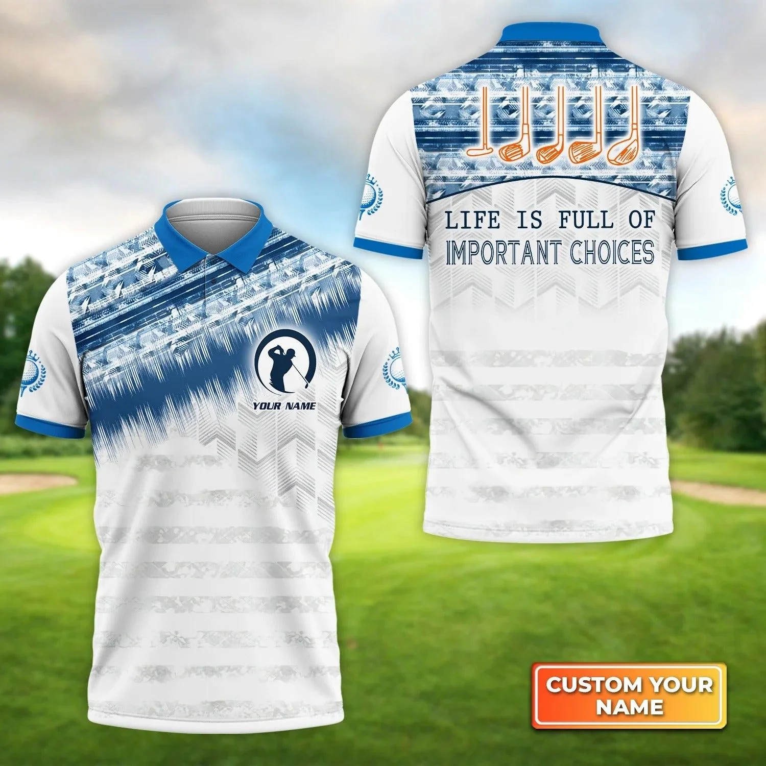 Golf Men Polo Shirt Custom Name - Life Is Full Of Important Choices Golf Personalized Polo Shirt For Men - Gift For Golfers, Friend, Family