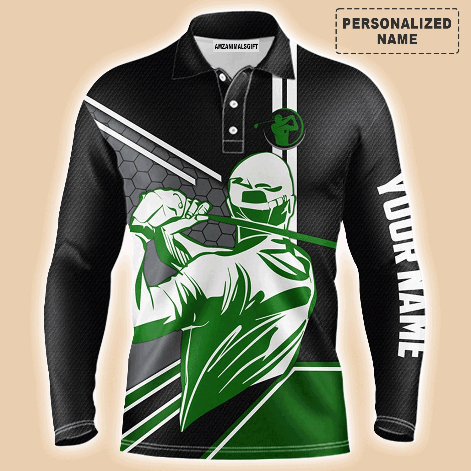 Golf Men Polo Shirt - Custom Name Mens Golfing Black Apparel Men Polo Shirt - Personalized Gift For Golf Lover, Team, Husband, Boyfriend, Golfers - Image 2