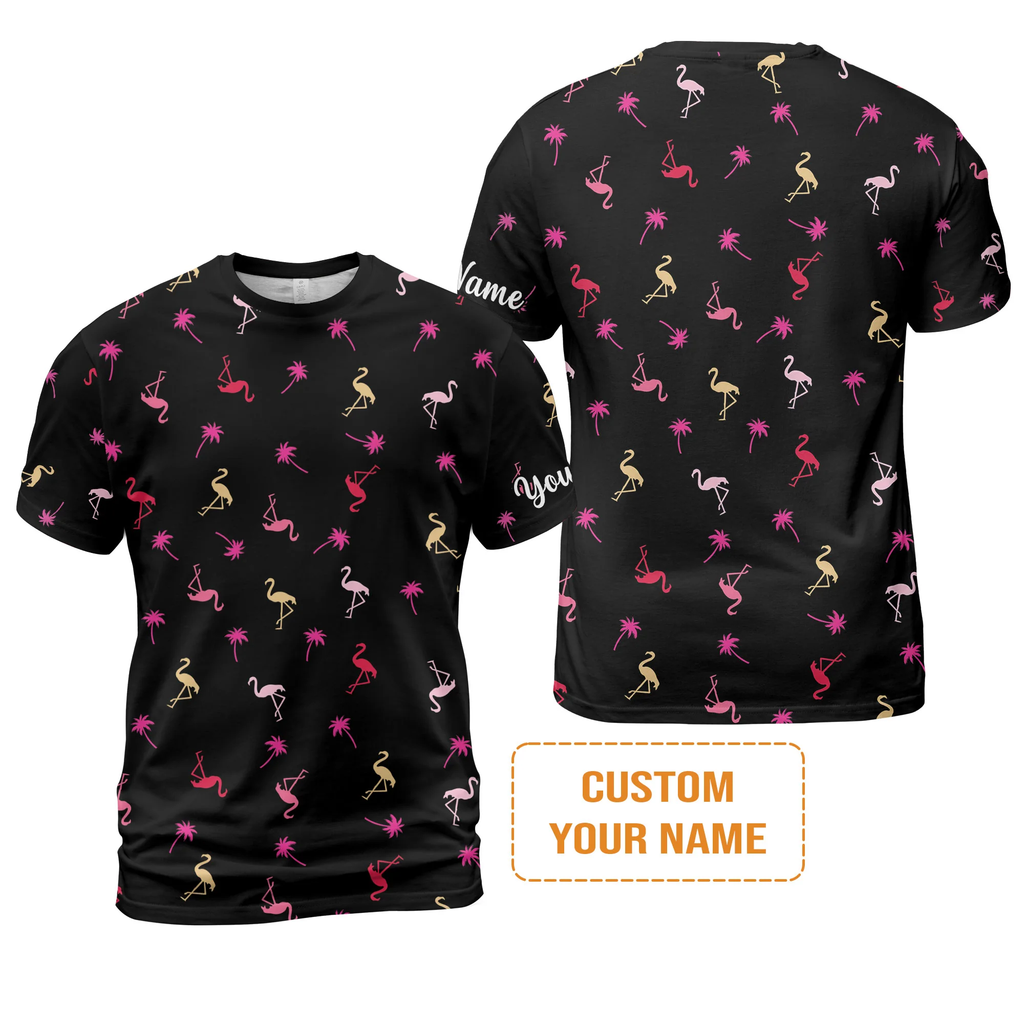 Flamingo Golf Men Polo Shirt - Custom Name Neon Pink Flamingos Palm Pattern Apparel - Personalized Gift For Golf Lover, Team, Husband, Boyfriend, Men - Image 4