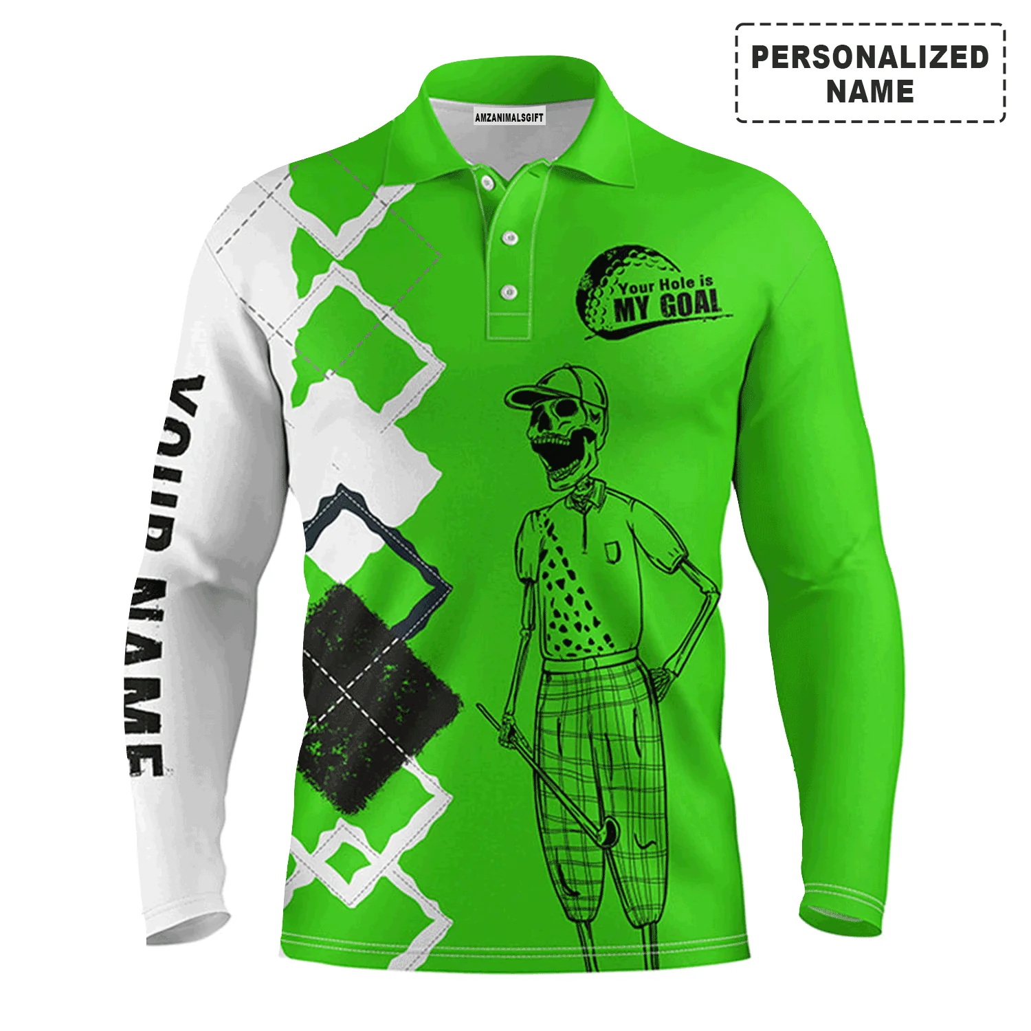 Golf Men Polo Shirt - Custom Name Skull Apparel - Your Hole Is My Goal Men Polo Shirt - Perfect Polo Shirt For Men, Golfers - Image 8